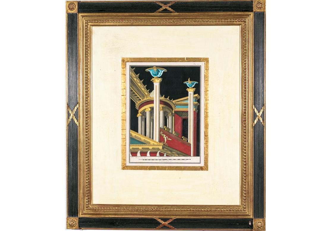 Zwei gerahmte handkolorierte Stiche aus dem 18. Jahrhundert im neoklassischen Stil #4 im Zustand „Relativ gut“ im Angebot in Bridgeport, CT