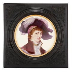 Two Framed Antique Faience Chargers by Montereau