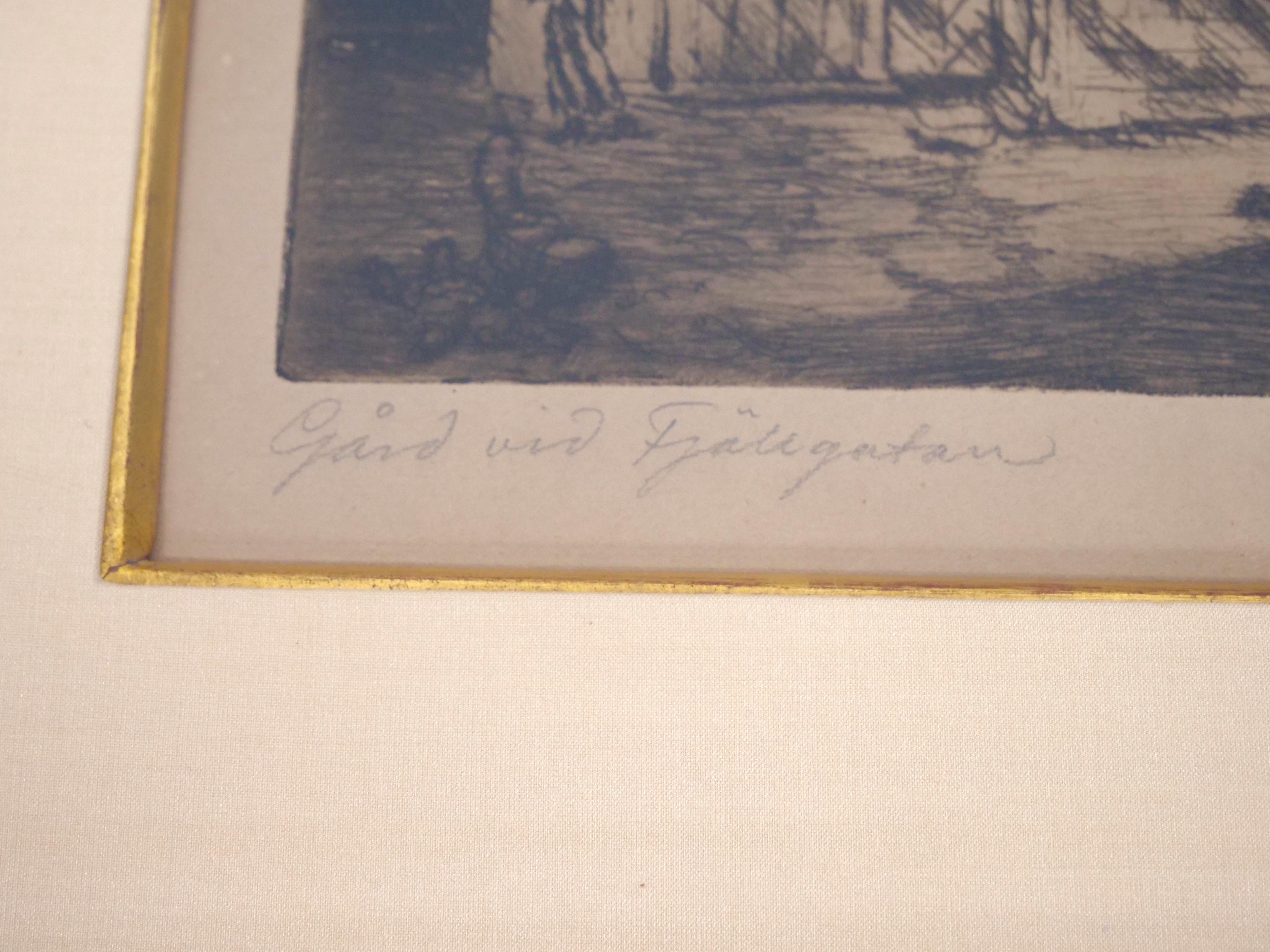 Due acqueforti architettoniche incorniciate di Olle Hjortzberg (1872-1959) in vendita 4