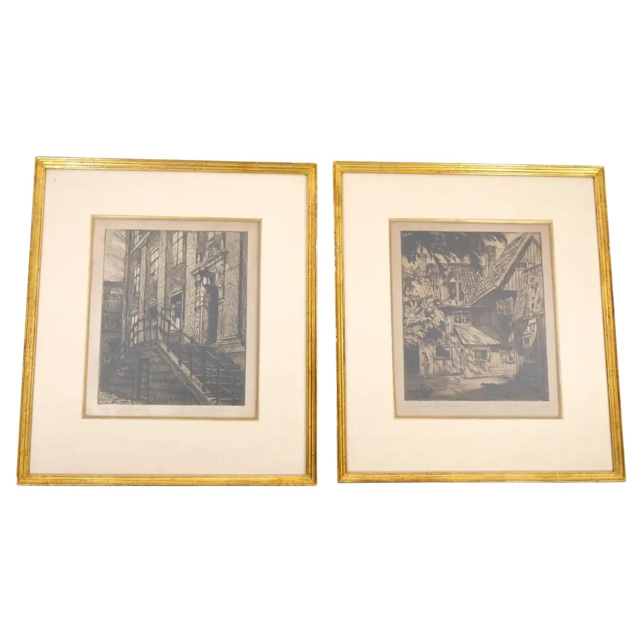 Two Framed Architectural Etchings by Olle Hjortzberg (1872-1959) For Sale 5