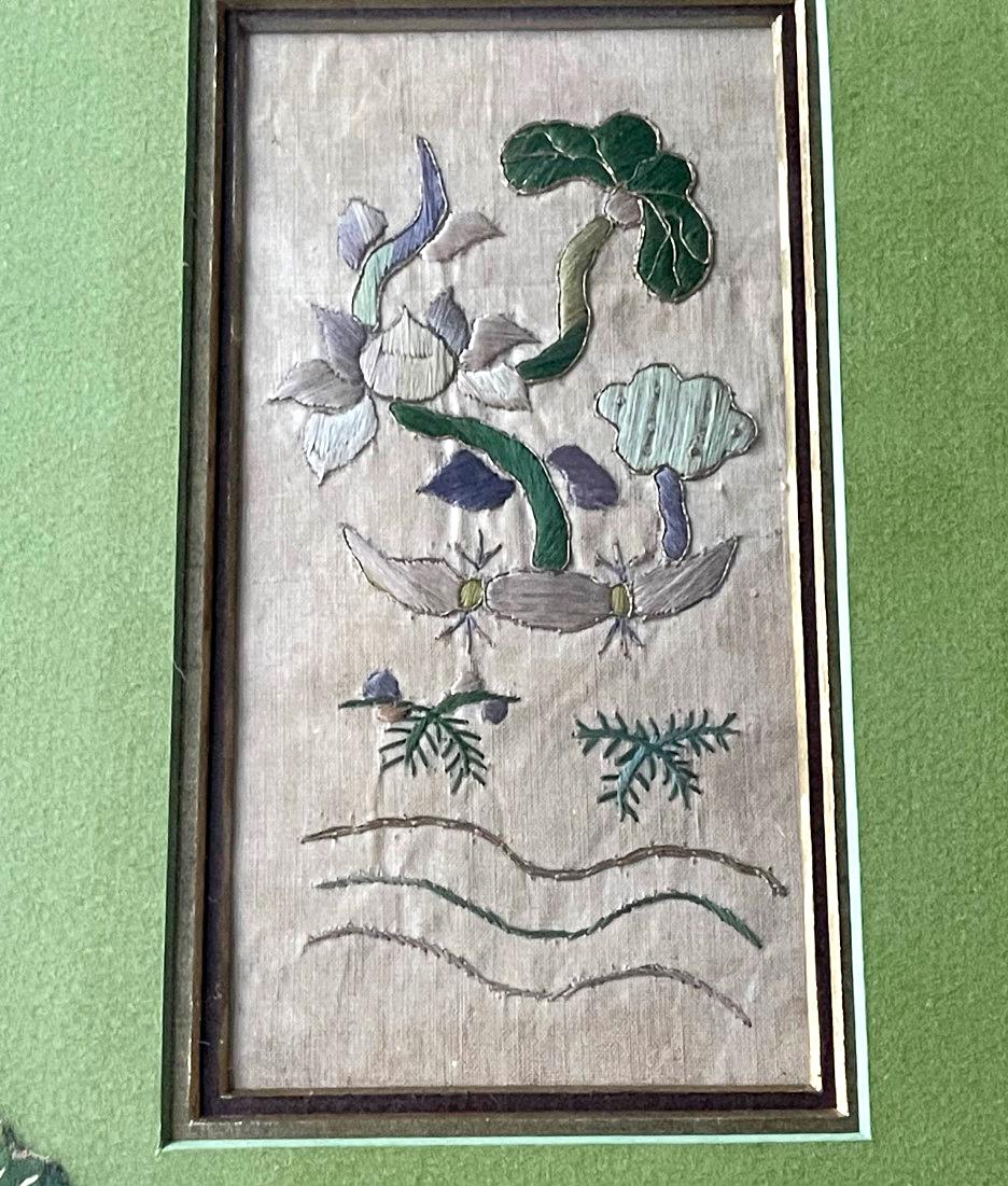 Silk Two Framed Chinese Antique Textile Fragments Qing Dynasty Provenance For Sale
