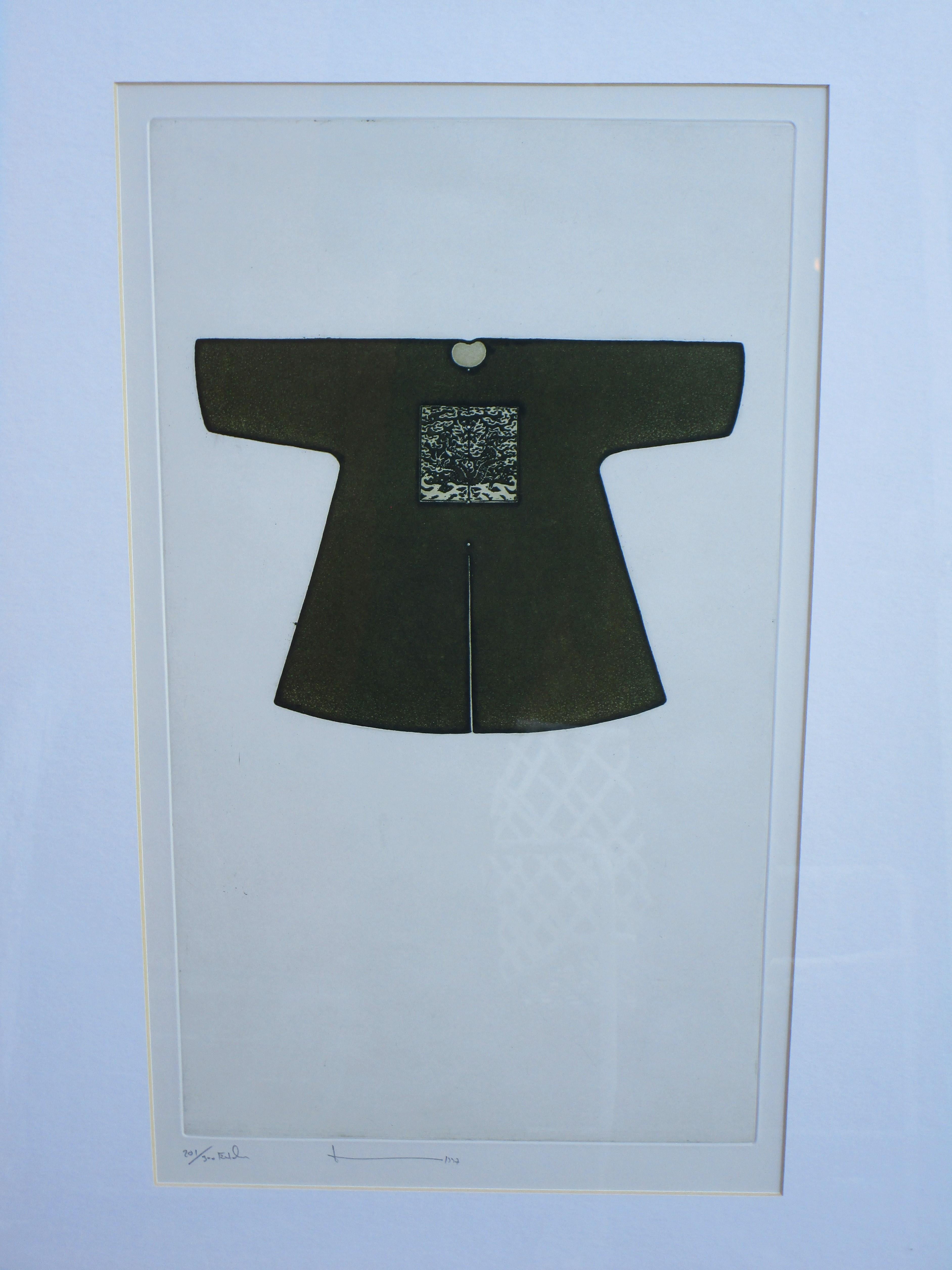 Two Framed Etchings of Traditional Chinese Costumes by Vorakorn Metmanorom For Sale 1