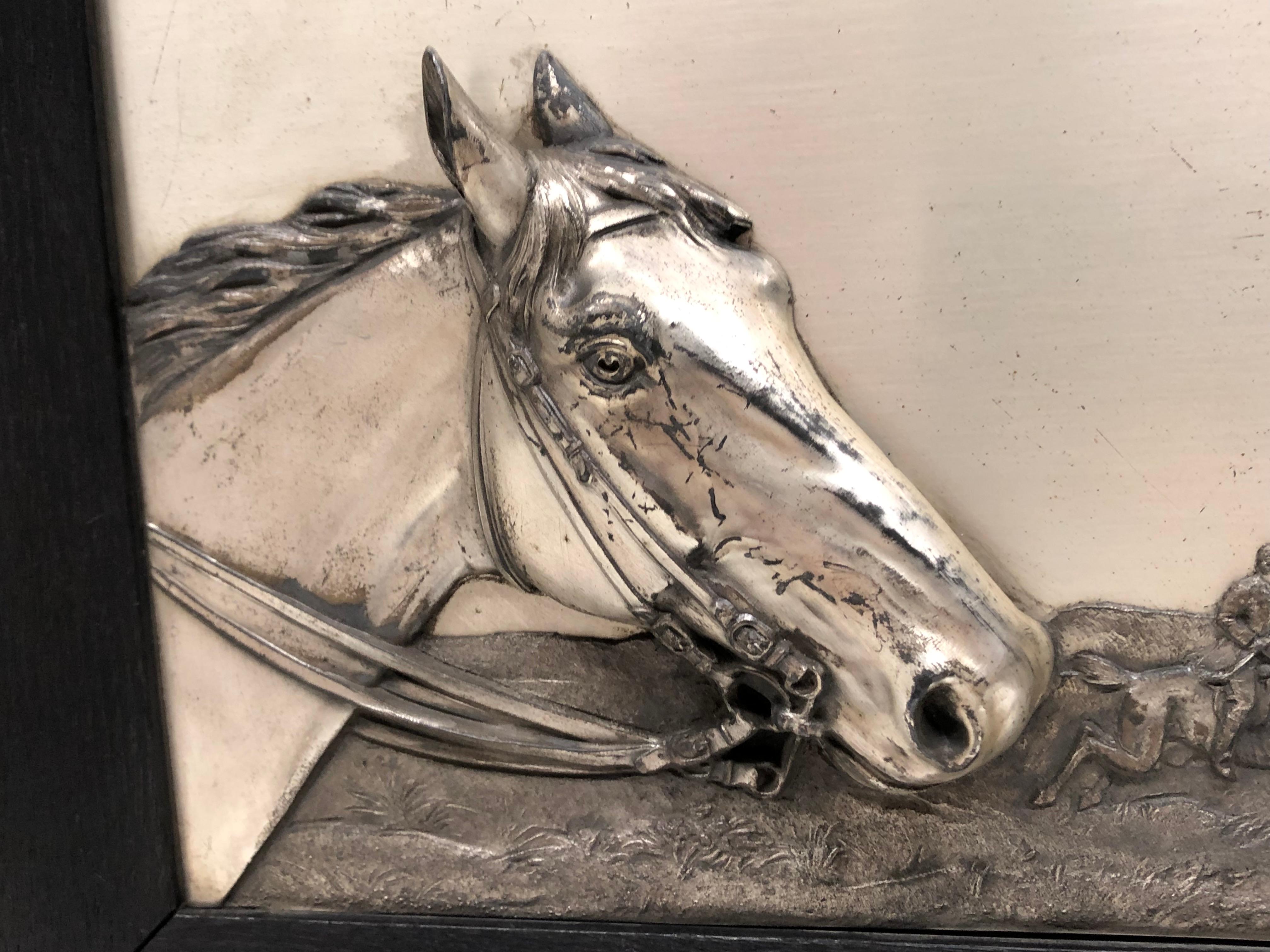 Two Framed Metal Horse Relief Pictures by Georg Bommer, Germany, 1920s 5