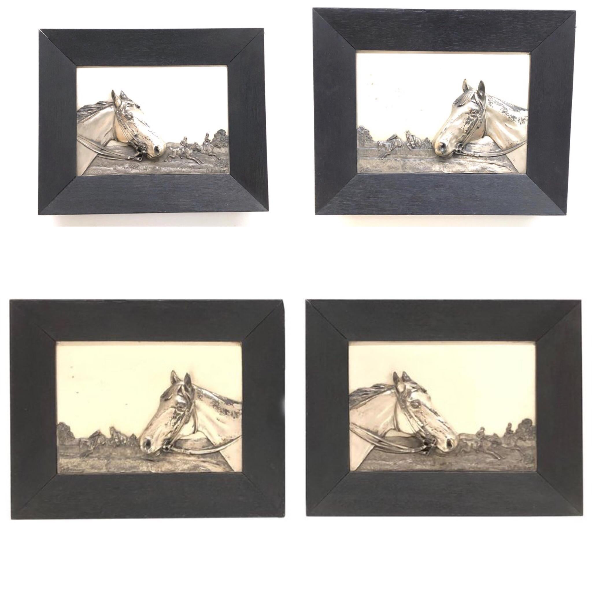 Two Framed Metal Horse Relief Pictures by Georg Bommer, Germany, 1920s 10