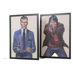 Two Framed Police Shooting Target Gun Range Posters by Malik