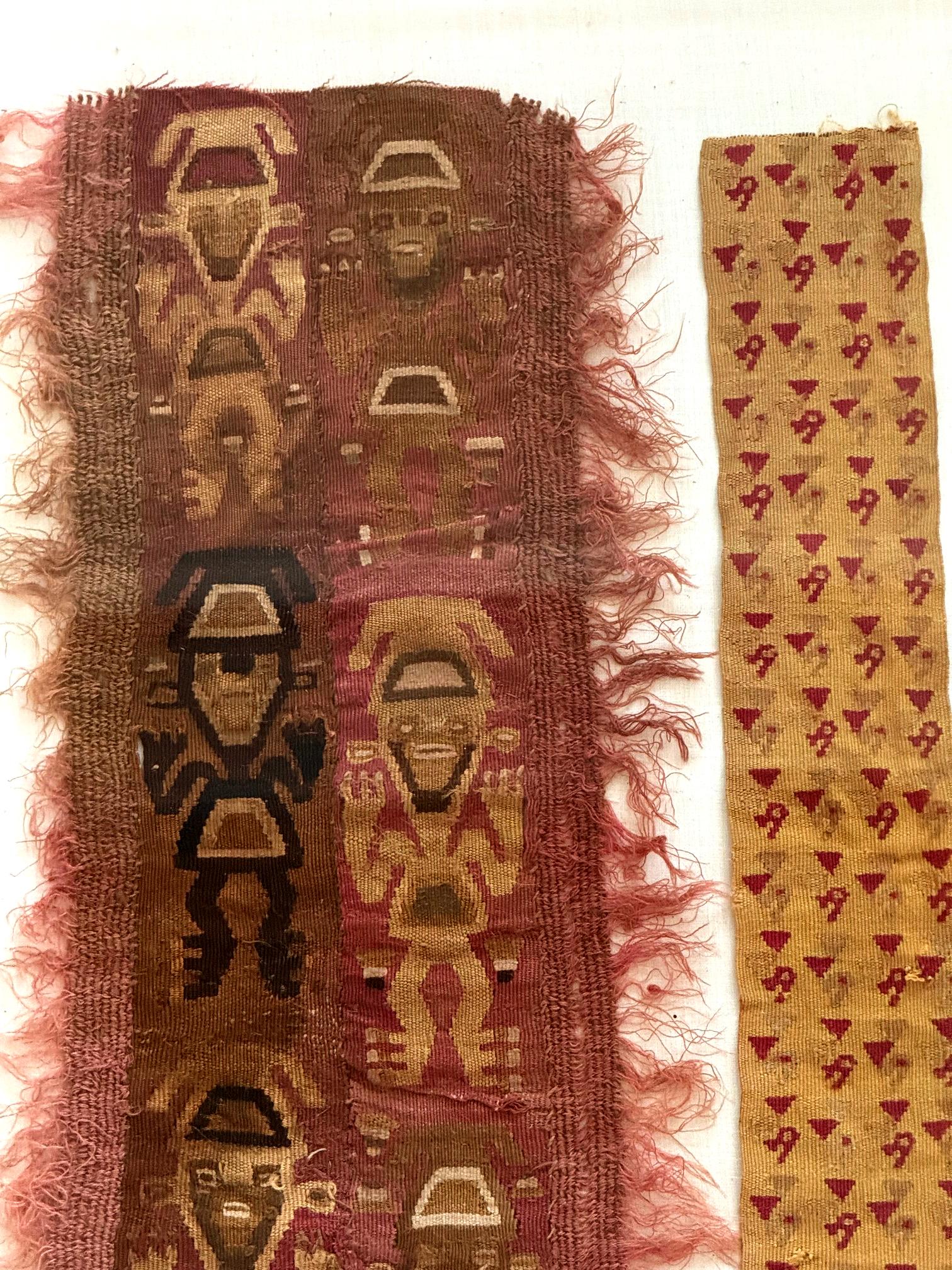 Two Framed Pre-Columbian Fine Textile Fragments Chimu Chancay In Good Condition For Sale In Atlanta, GA