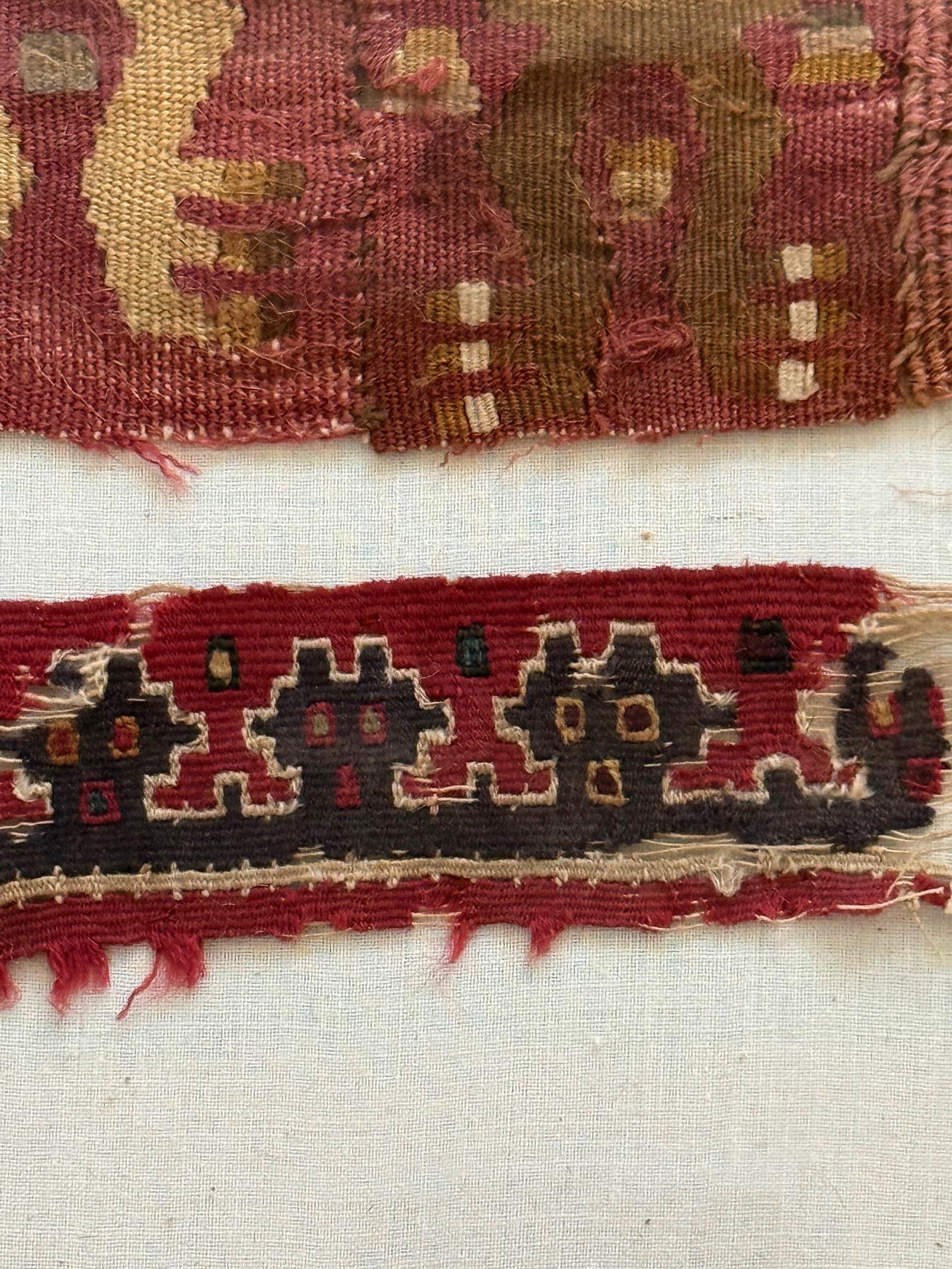 Two Framed Pre-Columbian Fine Textile Fragments Chimu Chancay For Sale 3