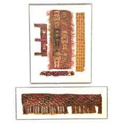 Two Framed Pre-Columbian Fine Textile Fragments Chimu Chancay