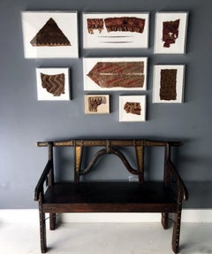 Two Framed Pre-Columbian Textile and Tools Chimu Chancay Culture