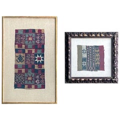 Two Framed Pre-Columbian Textile Fragments Inca Culture Peru