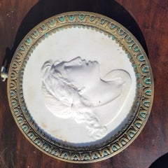 Two Framed Sculpted Marble Medallions, Early 19th Century