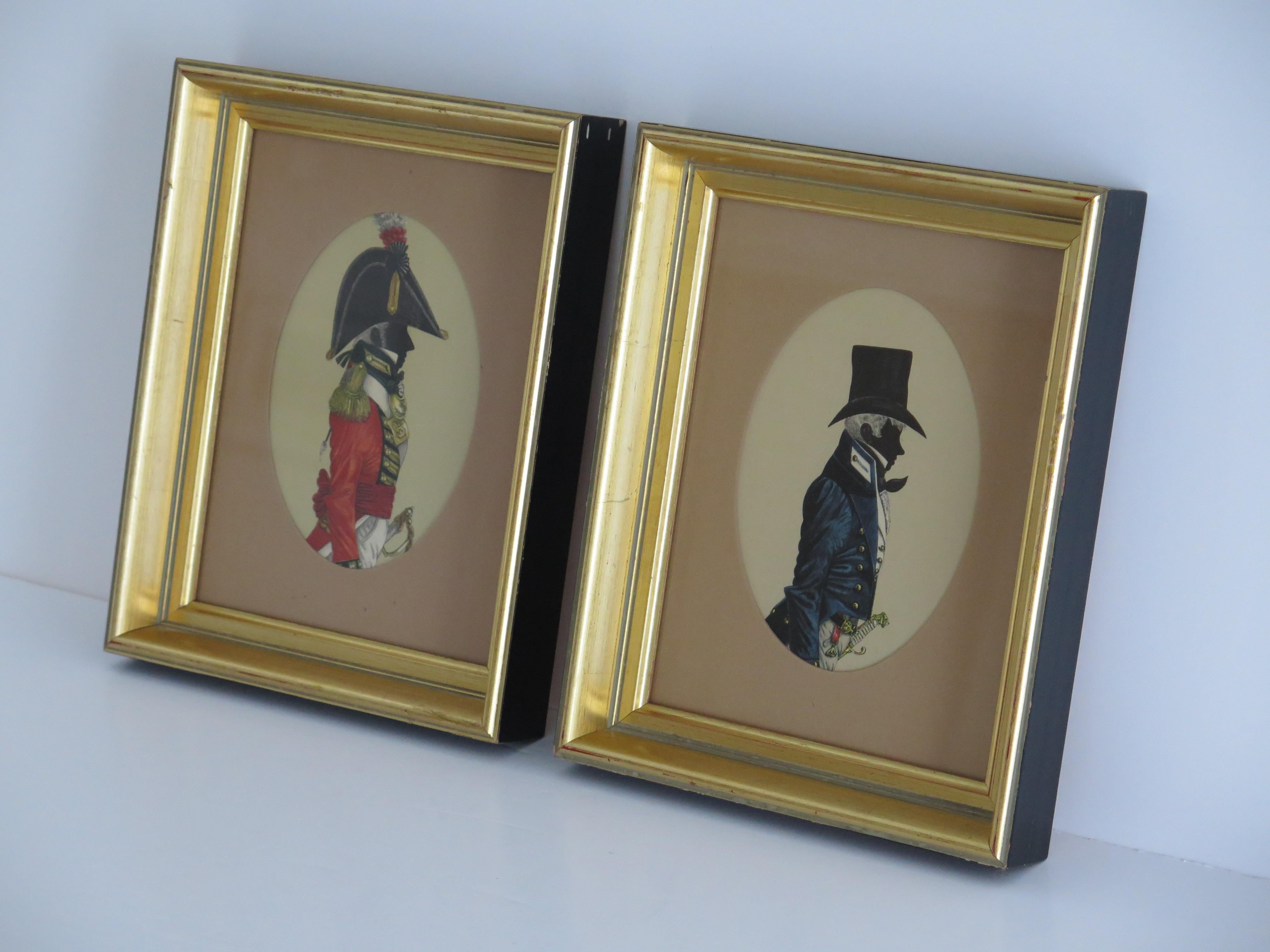 Anglais DEUX images encadrées de Silhouettes de militaires, 20e siècle en vente