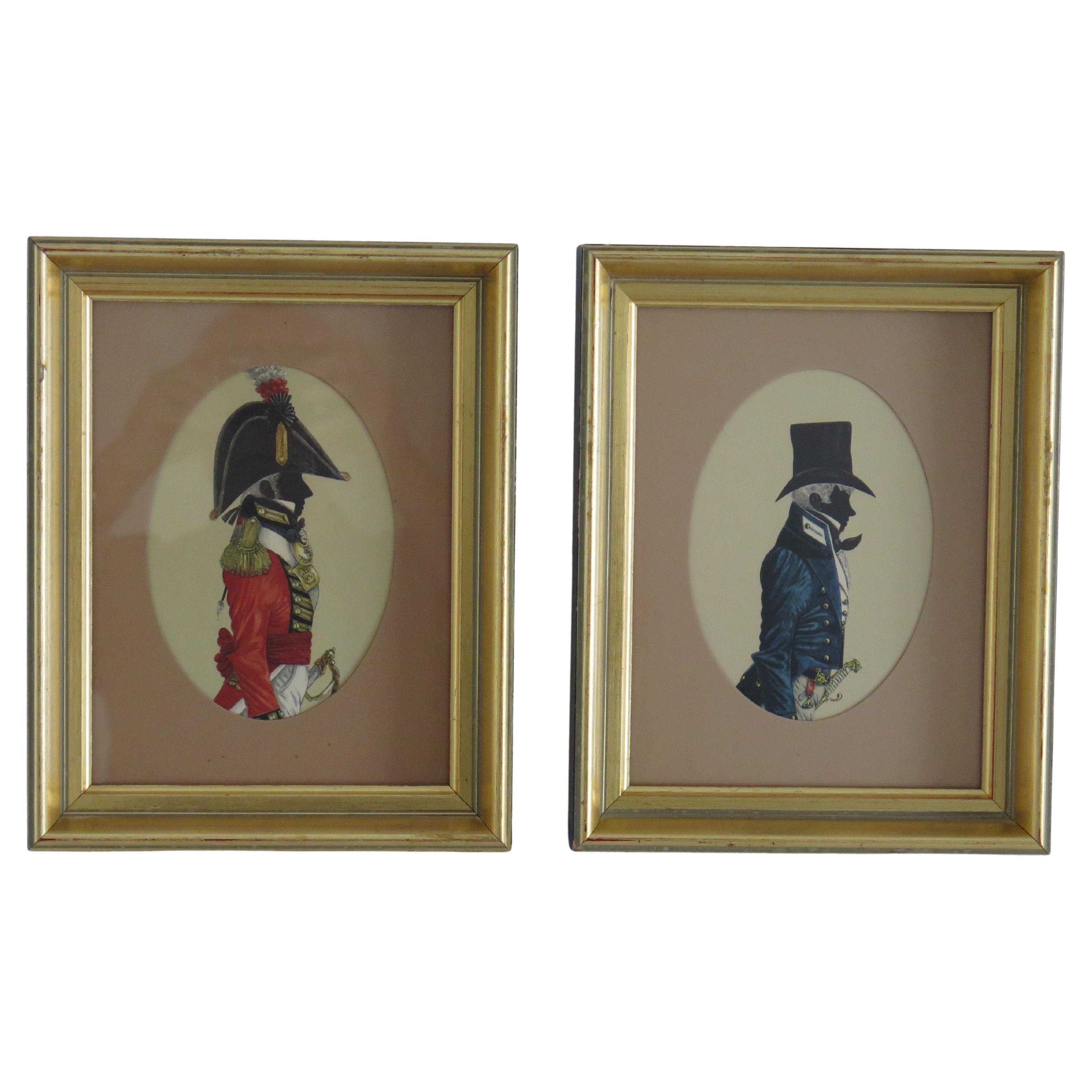 DEUX images encadrées de Silhouettes de militaires, 20e siècle en vente