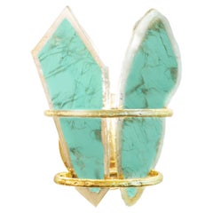 “Two-Free” Contemporary Wall Lamp, jade Art Silvered Glass, Cast Melted Brass
