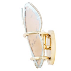 Lampe murale contemporaine Two-Free, verre argenté rose Art  Laiton coulé et fondu