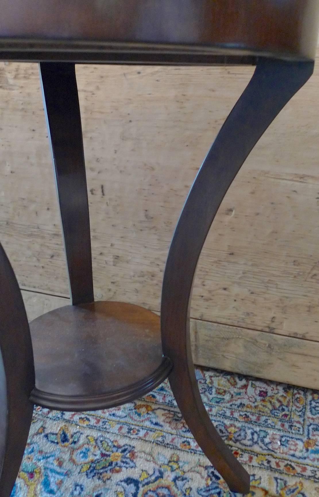 Two French 1970s Walnut Stained Round Side Tables with One Drawer and One Shelf  12