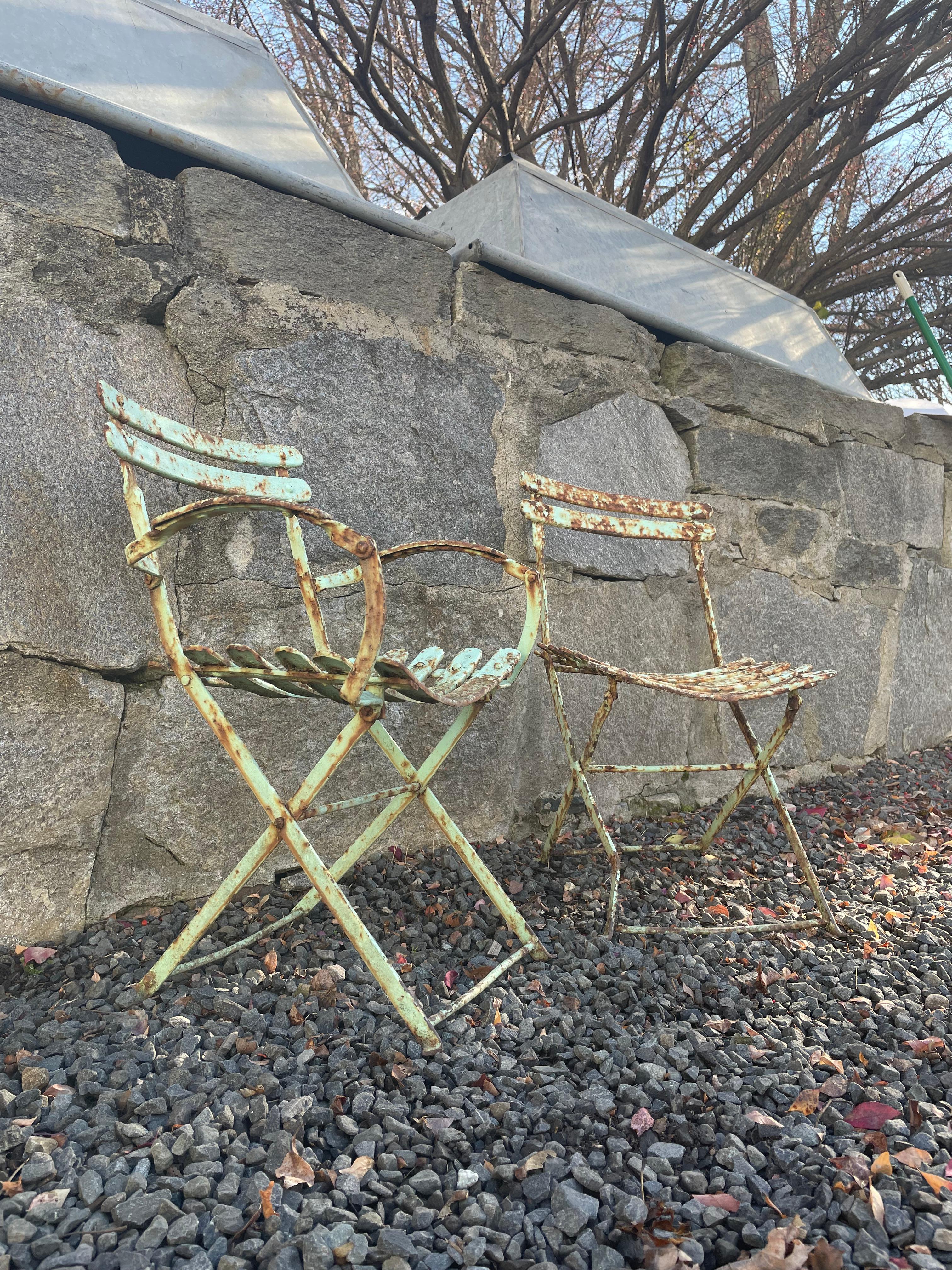 Art Nouveau Two French 19th C Folding Children's Chairs For Sale