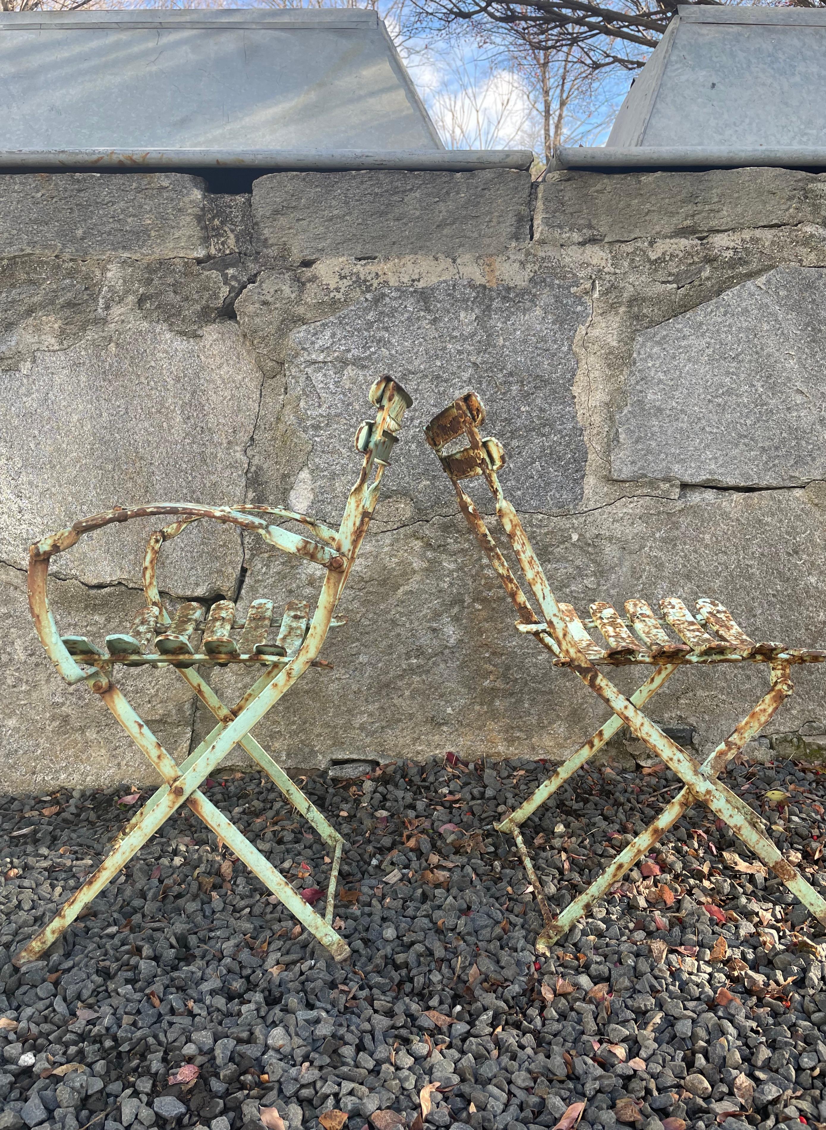 19th Century Two French 19th C Folding Children's Chairs For Sale