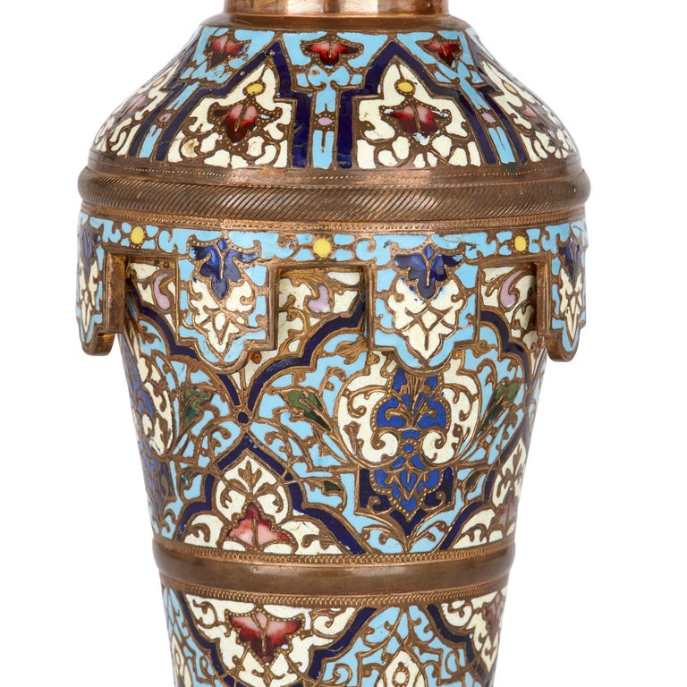Two French 19th Century Gilt Bronze, Champlevé Enamel and Onyx Table ...