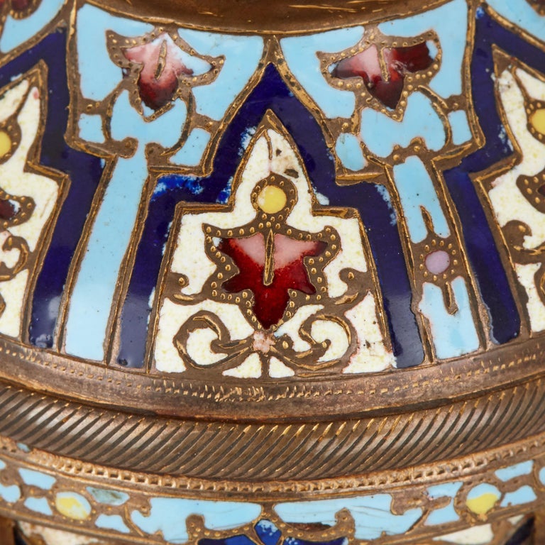 Two French 19th Century Gilt Bronze, Champlevé Enamel and Onyx Table ...
