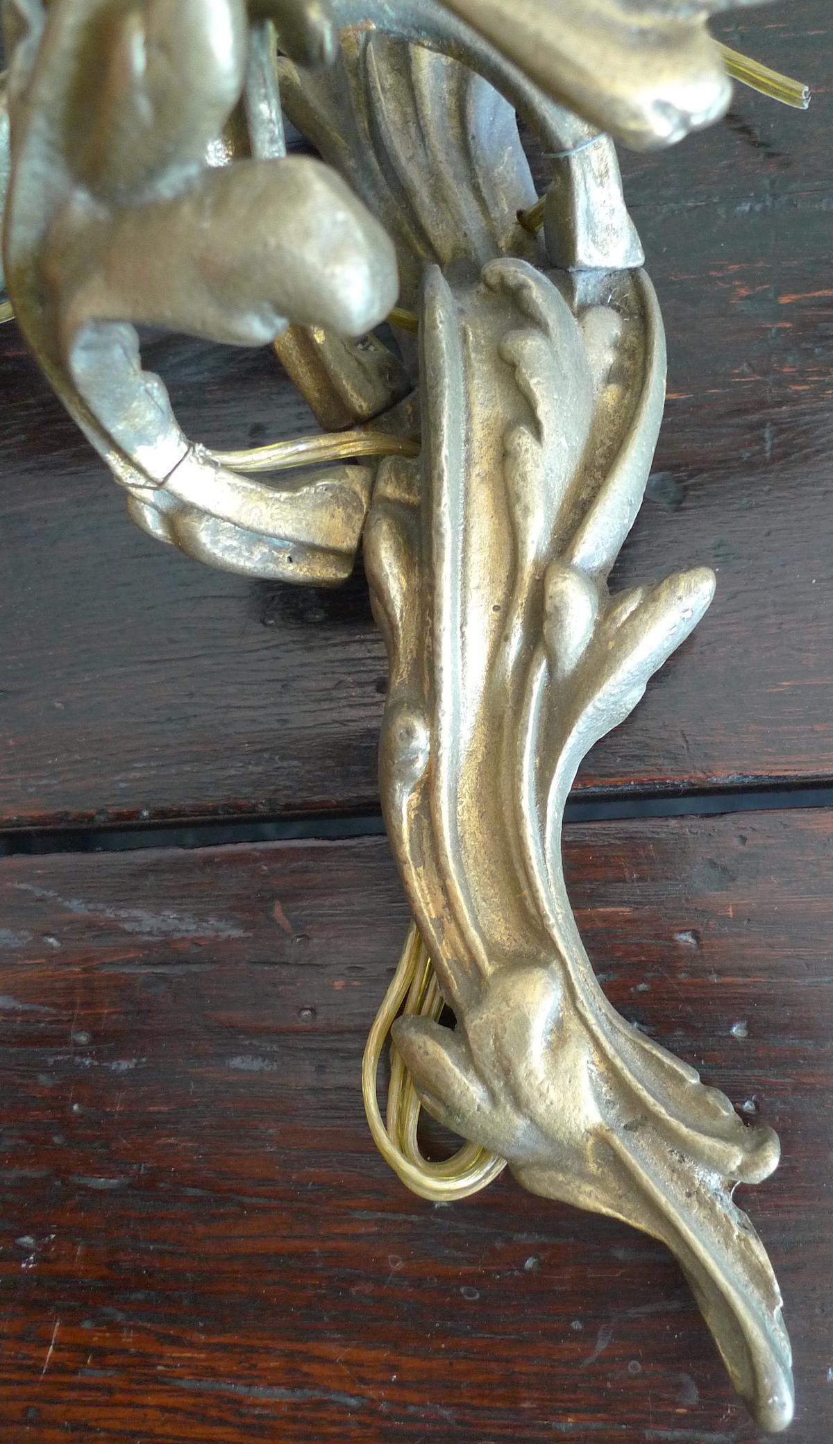 Two French 19th Century Solid Bronze Three-Light Sconces 8