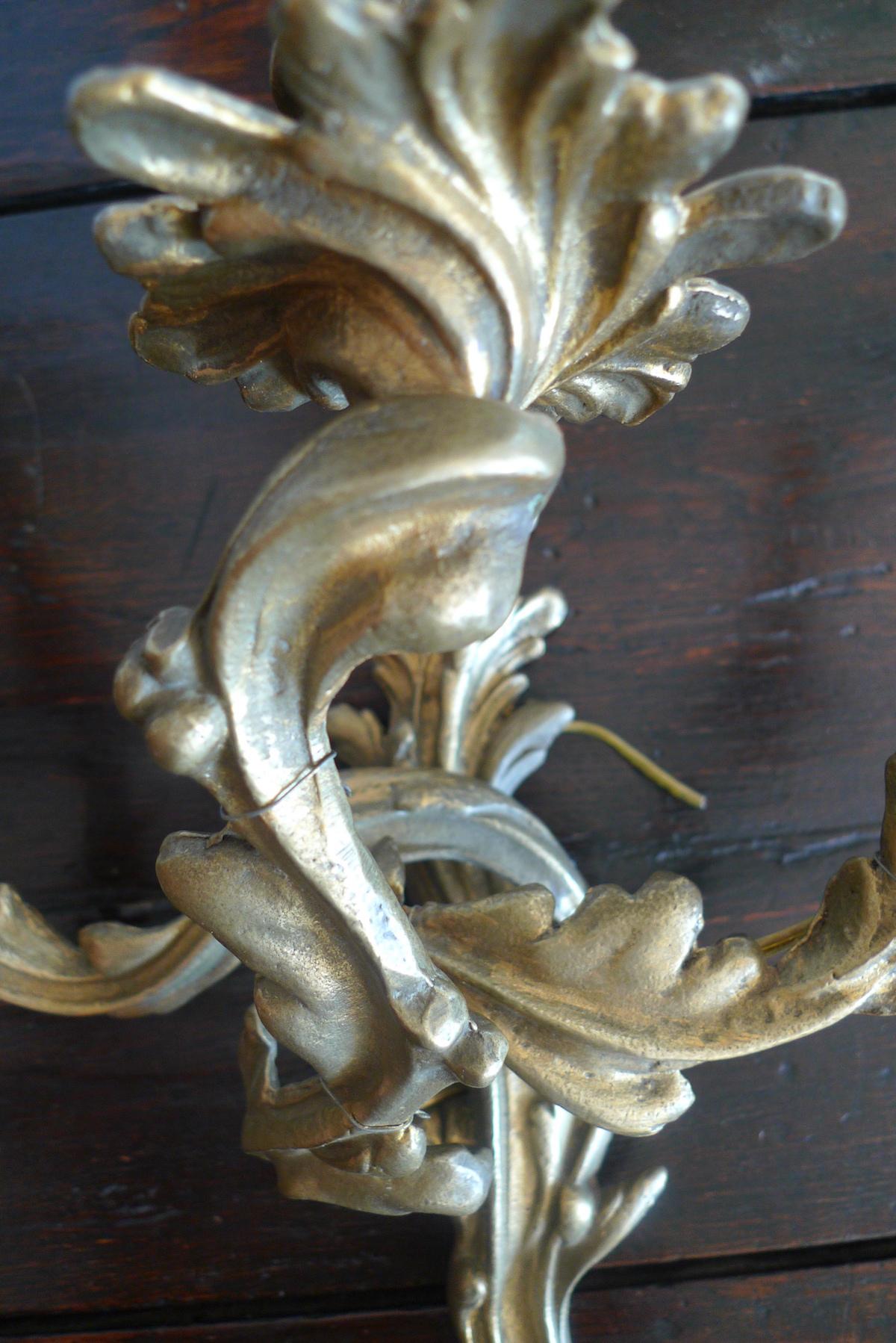 Two French 19th Century Solid Bronze Three-Light Sconces 9