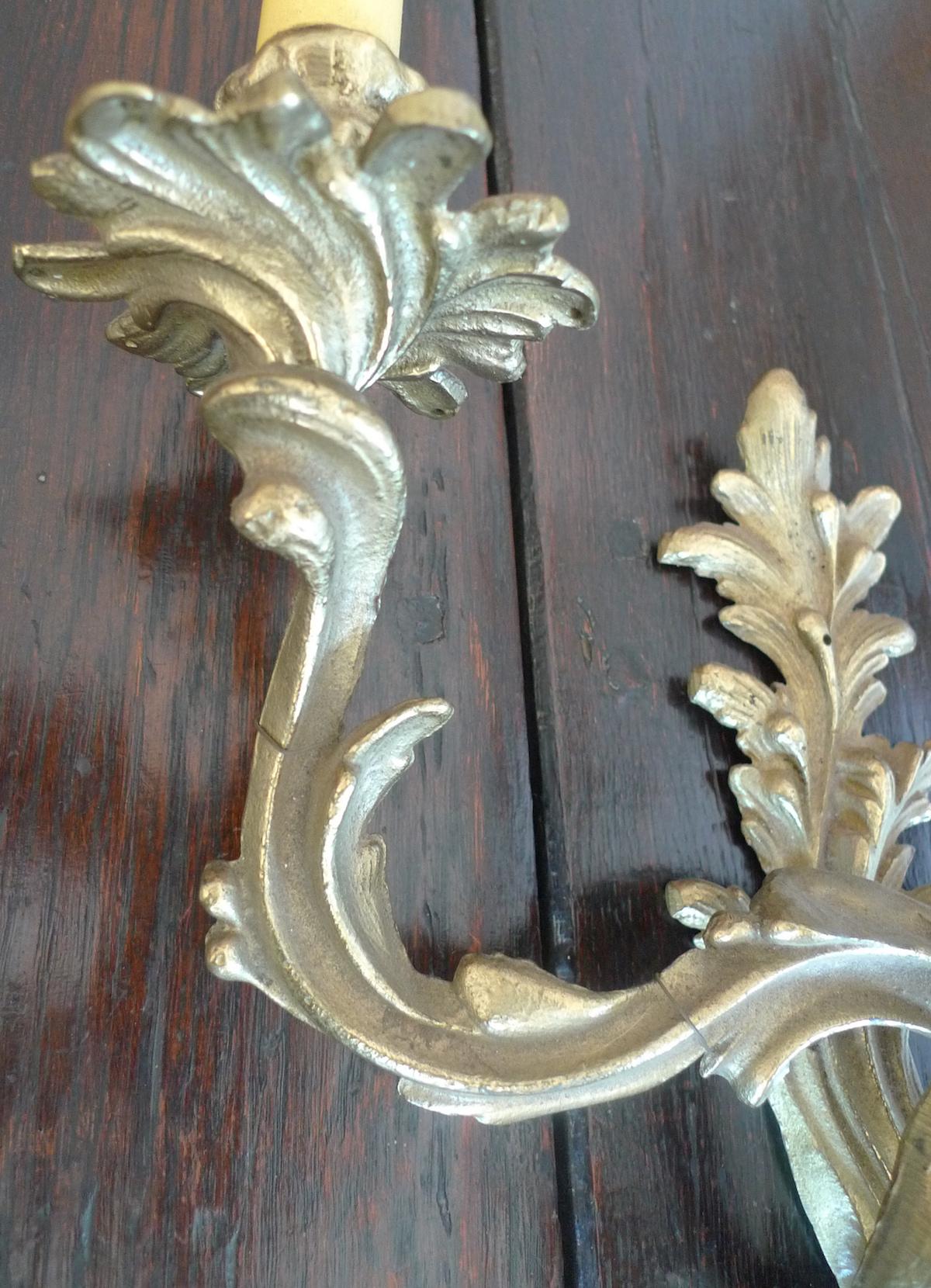 Two French 19th Century Solid Bronze Three-Light Sconces 1