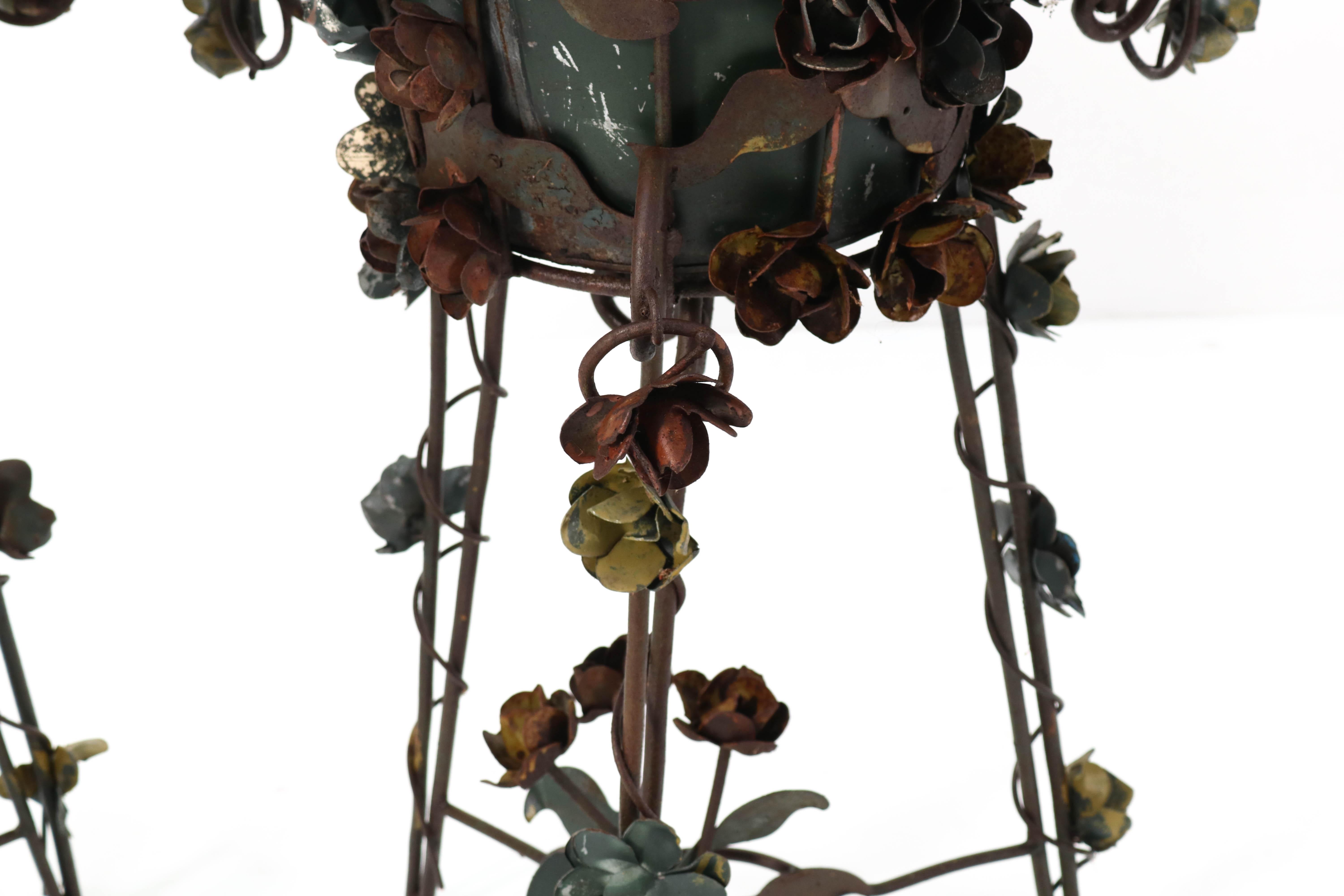 Two French Art Nouveau Style Patinated Iron Jardinières or Plant Stands, 1950s 3