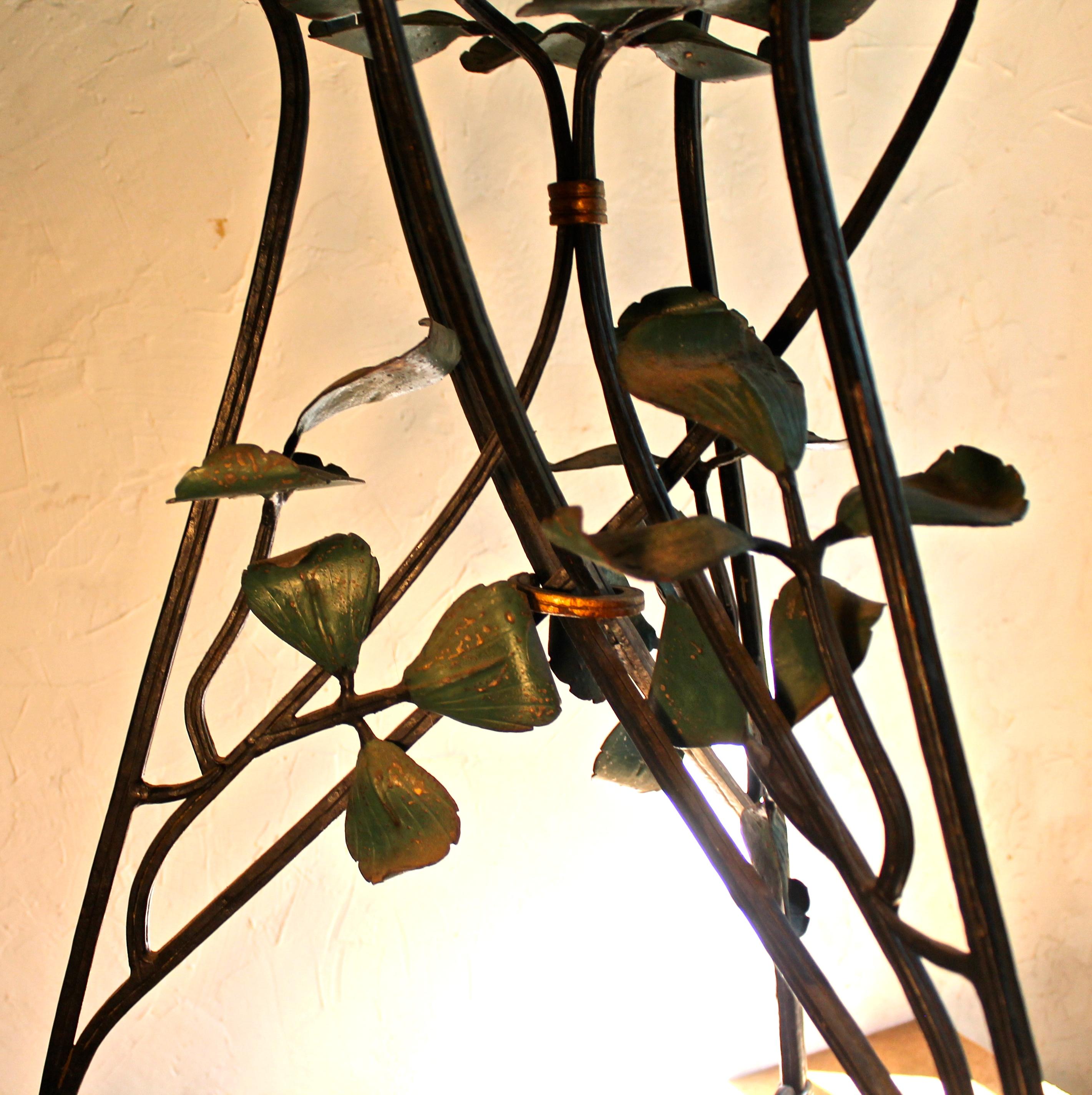 Two French Art Nouveau Belle Epoque Wrought Iron Botanical Fantasy Planters In Good Condition In Sharon, CT