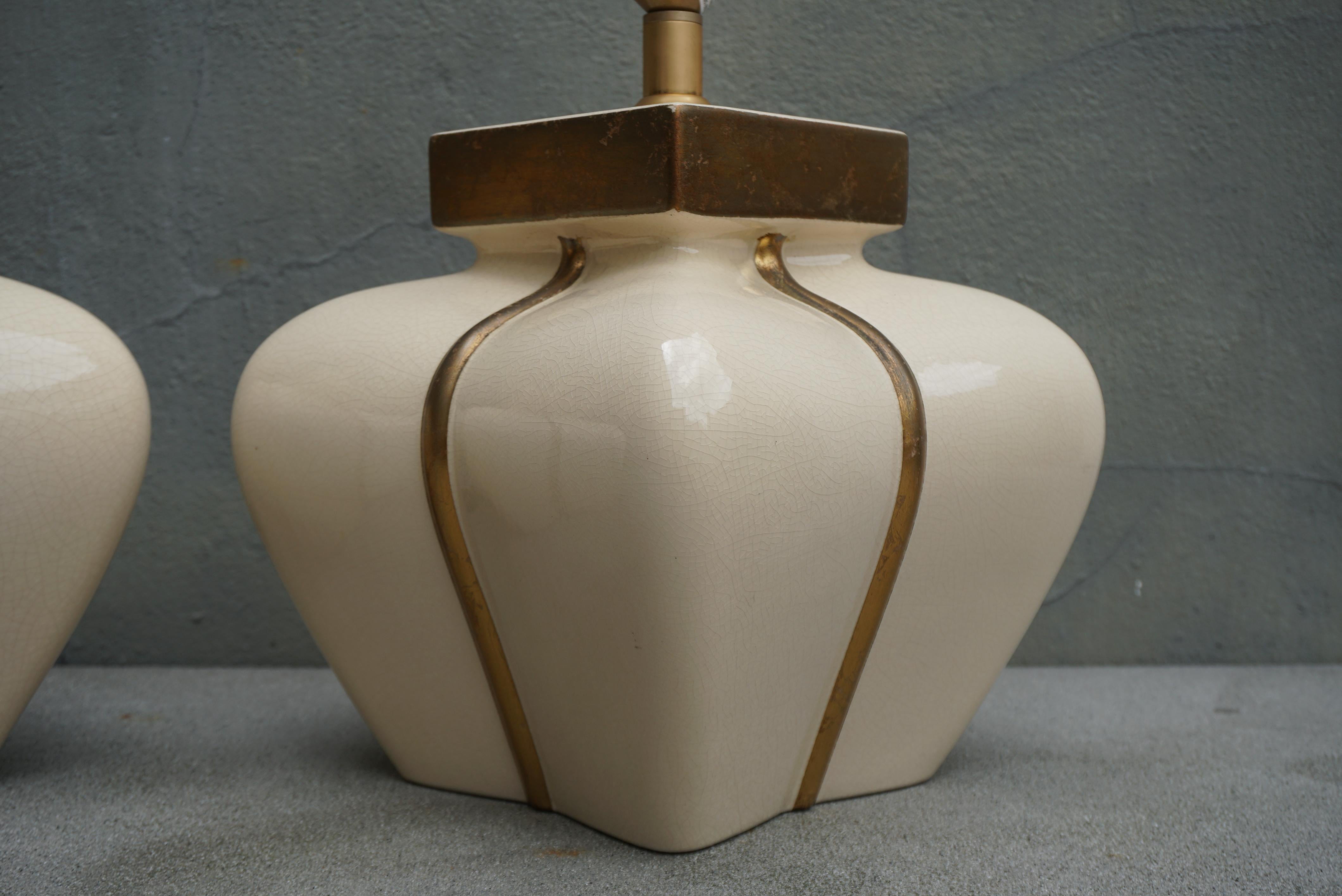 Two French Ceramic Lamps by Le Dauphin For Sale 5