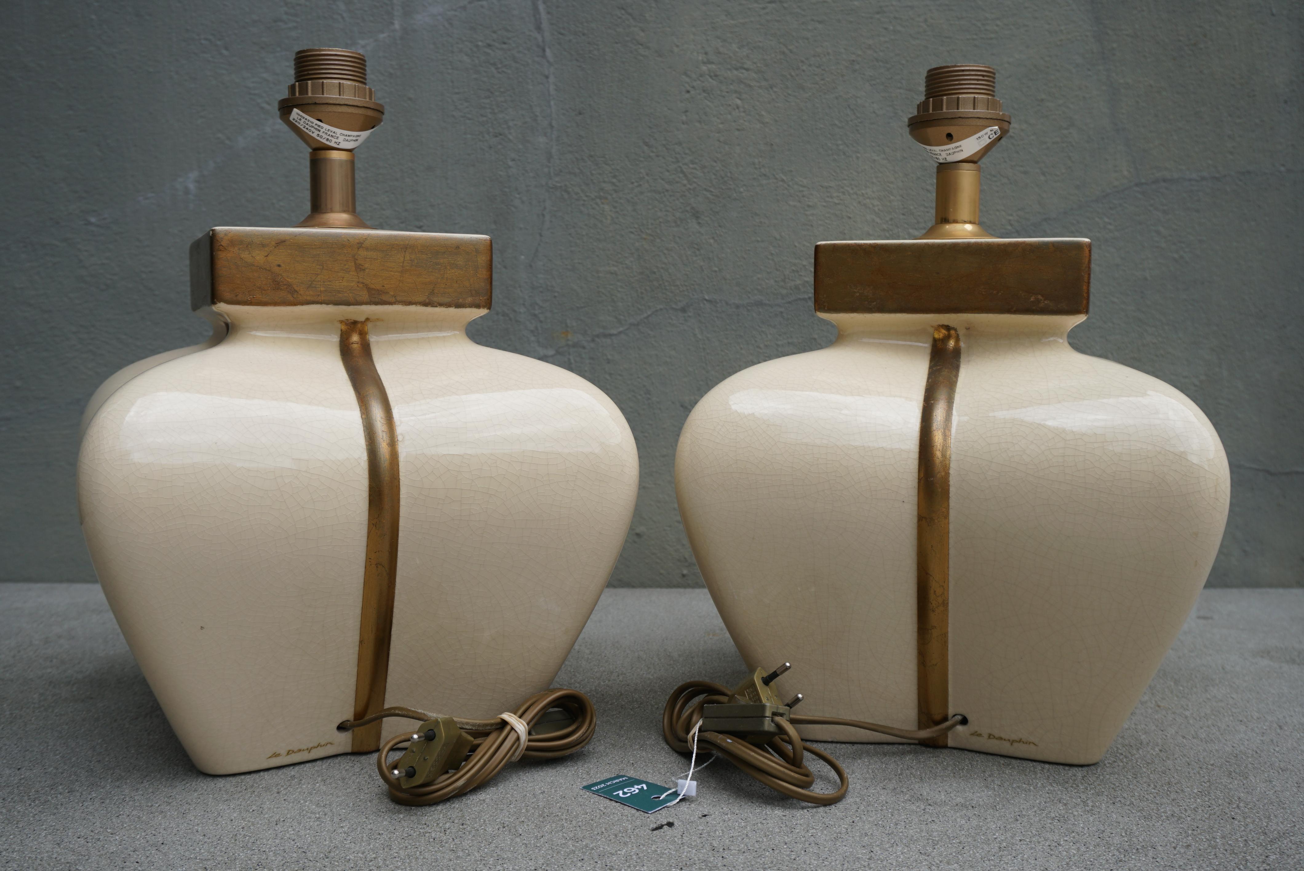Two French Ceramic Lamps by Le Dauphin For Sale 6
