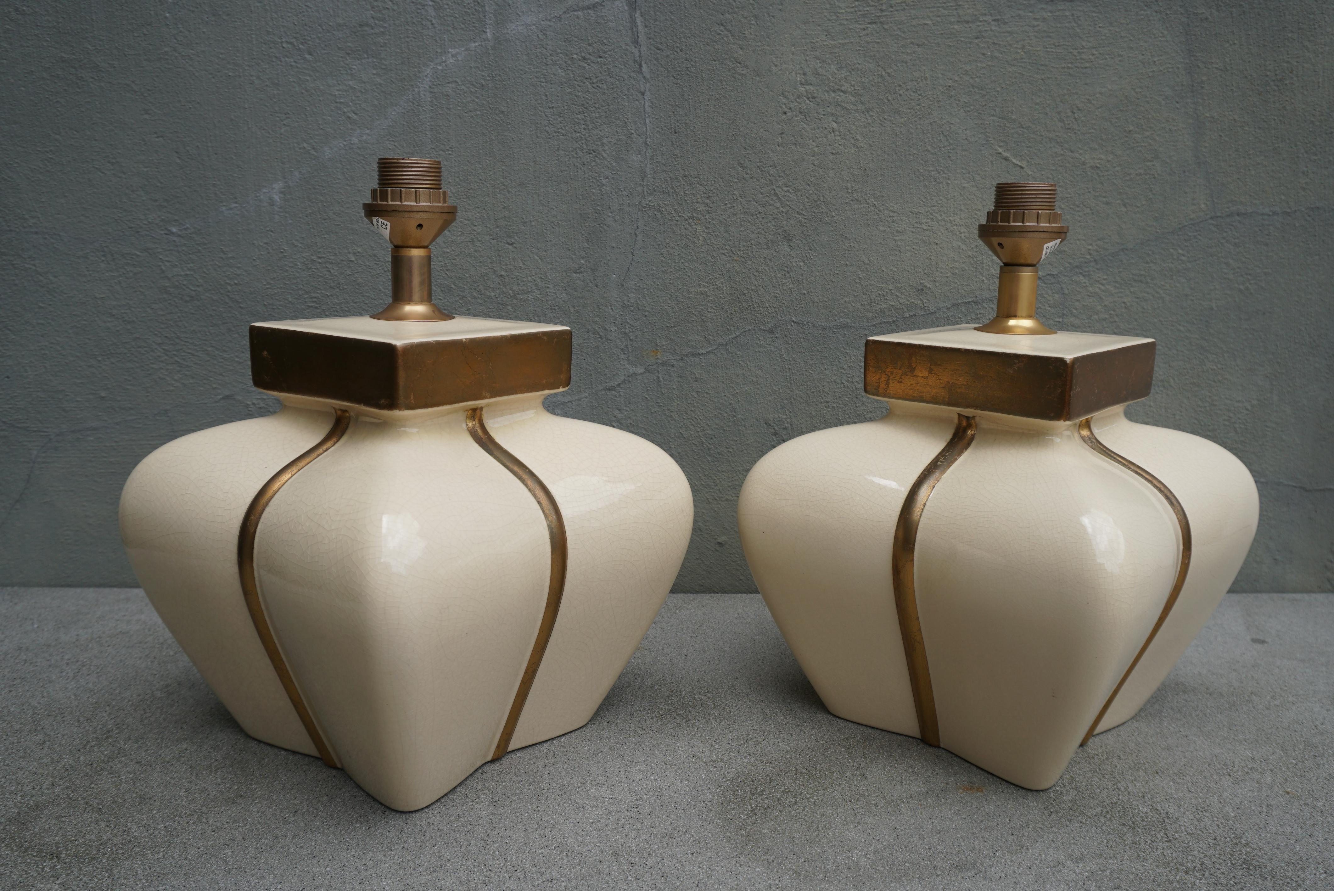 20th Century Two French Ceramic Lamps by Le Dauphin For Sale