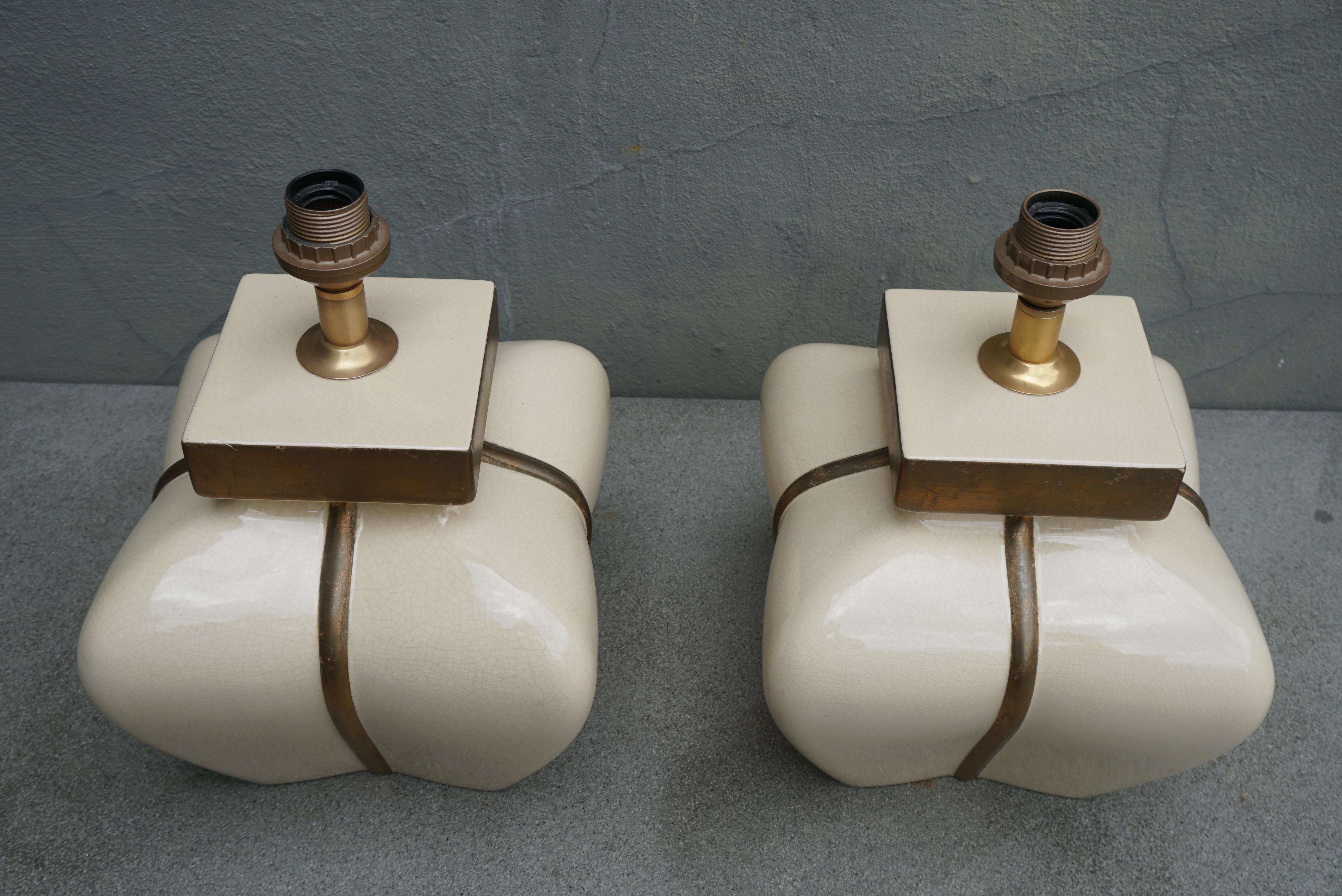 Two French Ceramic Lamps by Le Dauphin For Sale 3