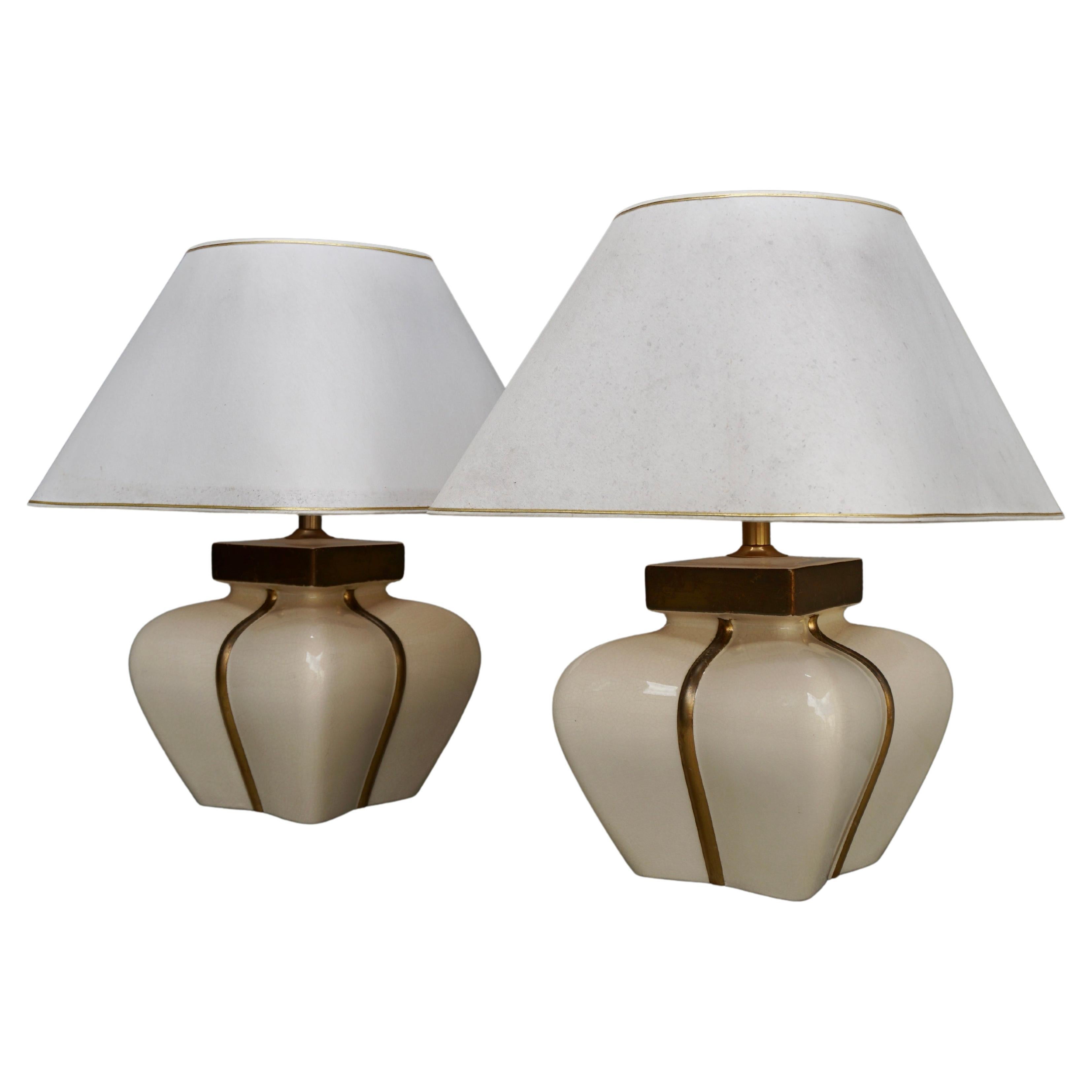 Two French Ceramic Lamps by Le Dauphin For Sale