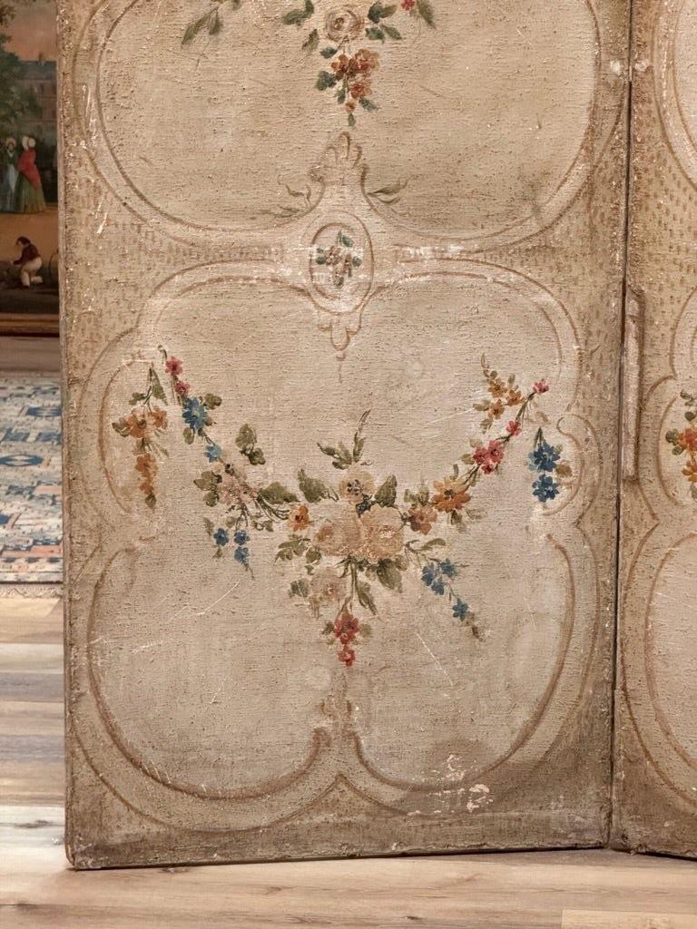 Canvas Two French Chateau 18th Century hinged Screen Panels