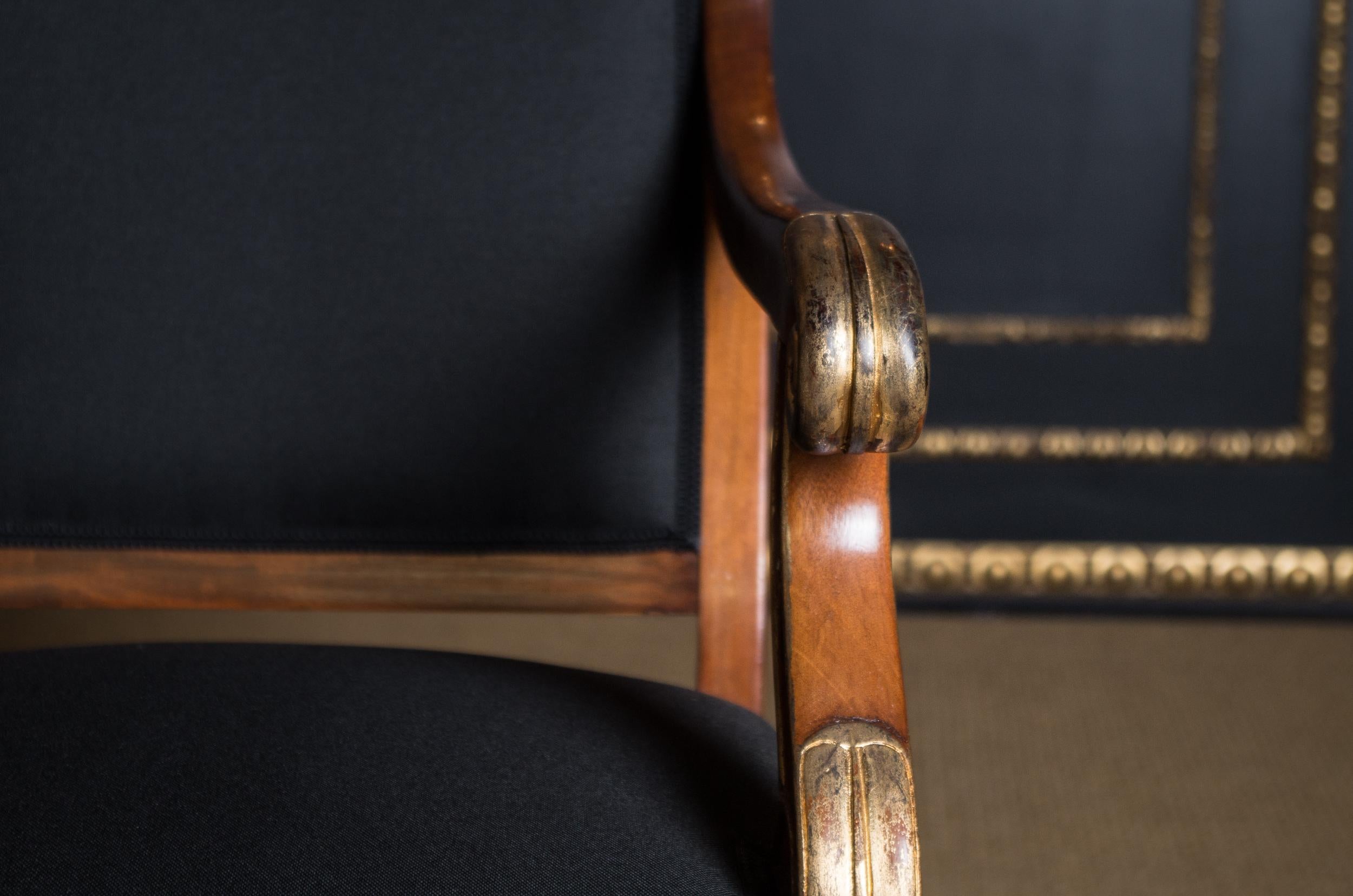 Two French Empire Armchairs circa 1860 Mahogany 6