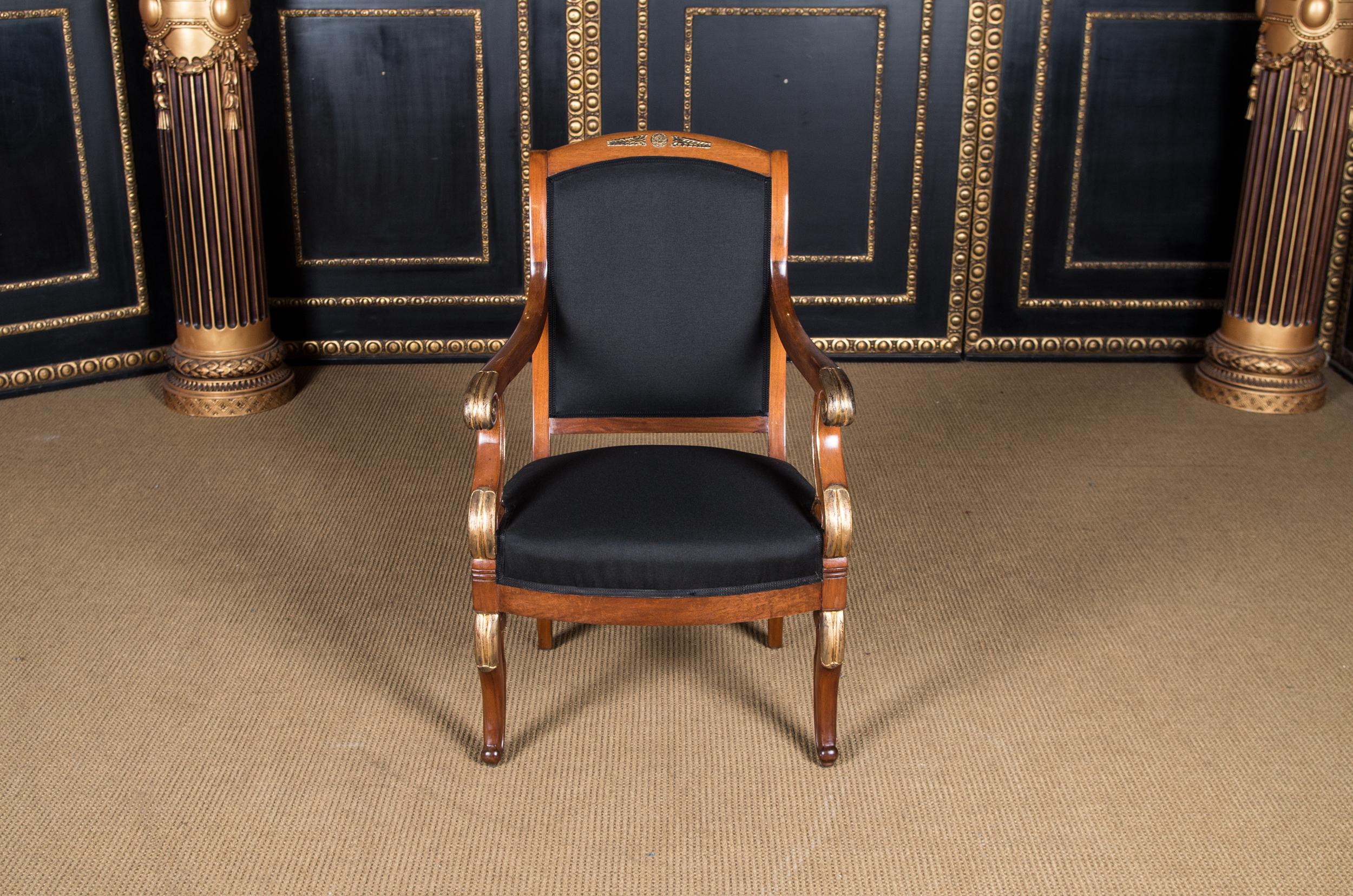 Two French Empire Armchairs circa 1860 Mahogany In Good Condition In Berlin, DE