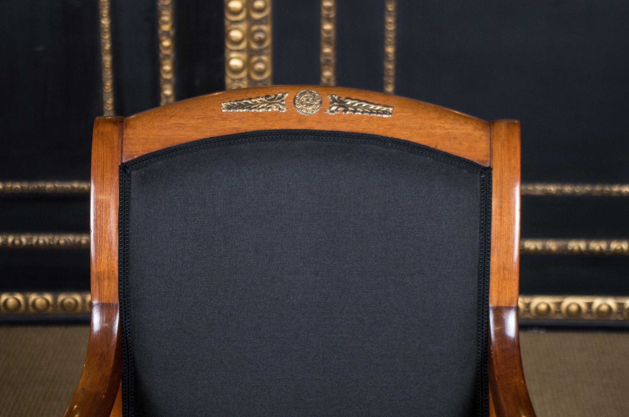 Two French Empire Armchairs circa 1860 Mahogany 2