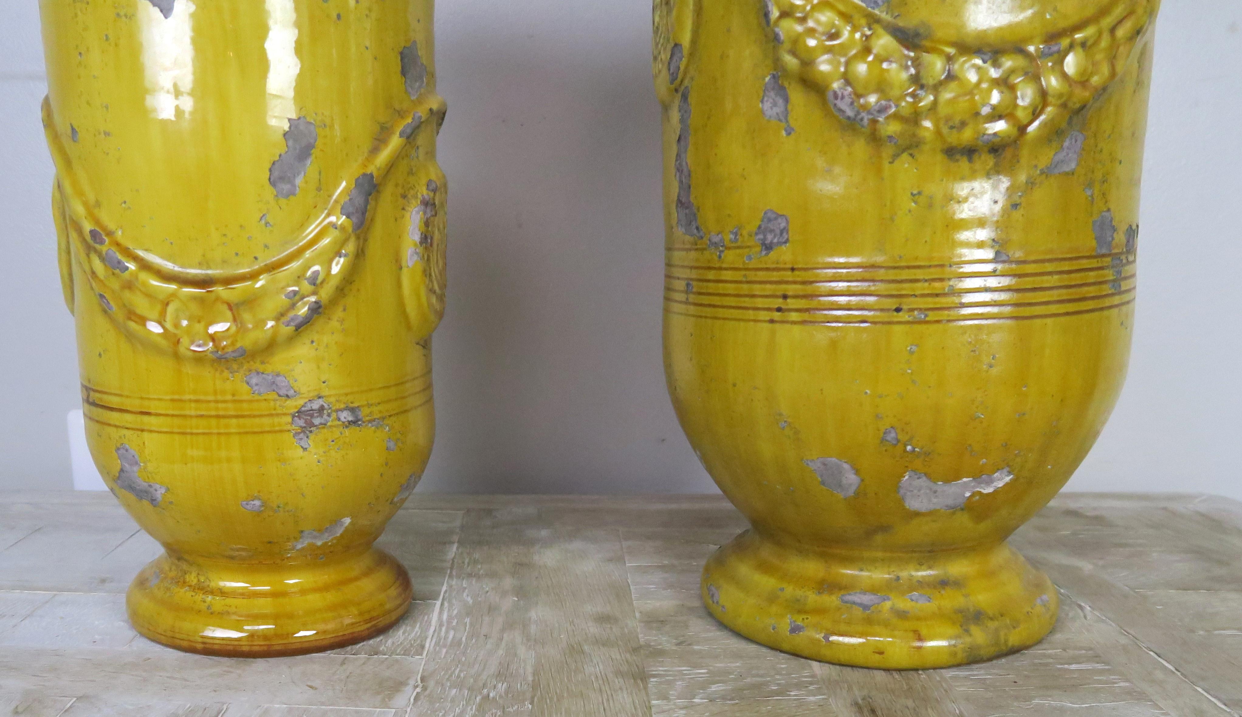 Two French Glazed Ceramic Urns In Good Condition In Los Angeles, CA
