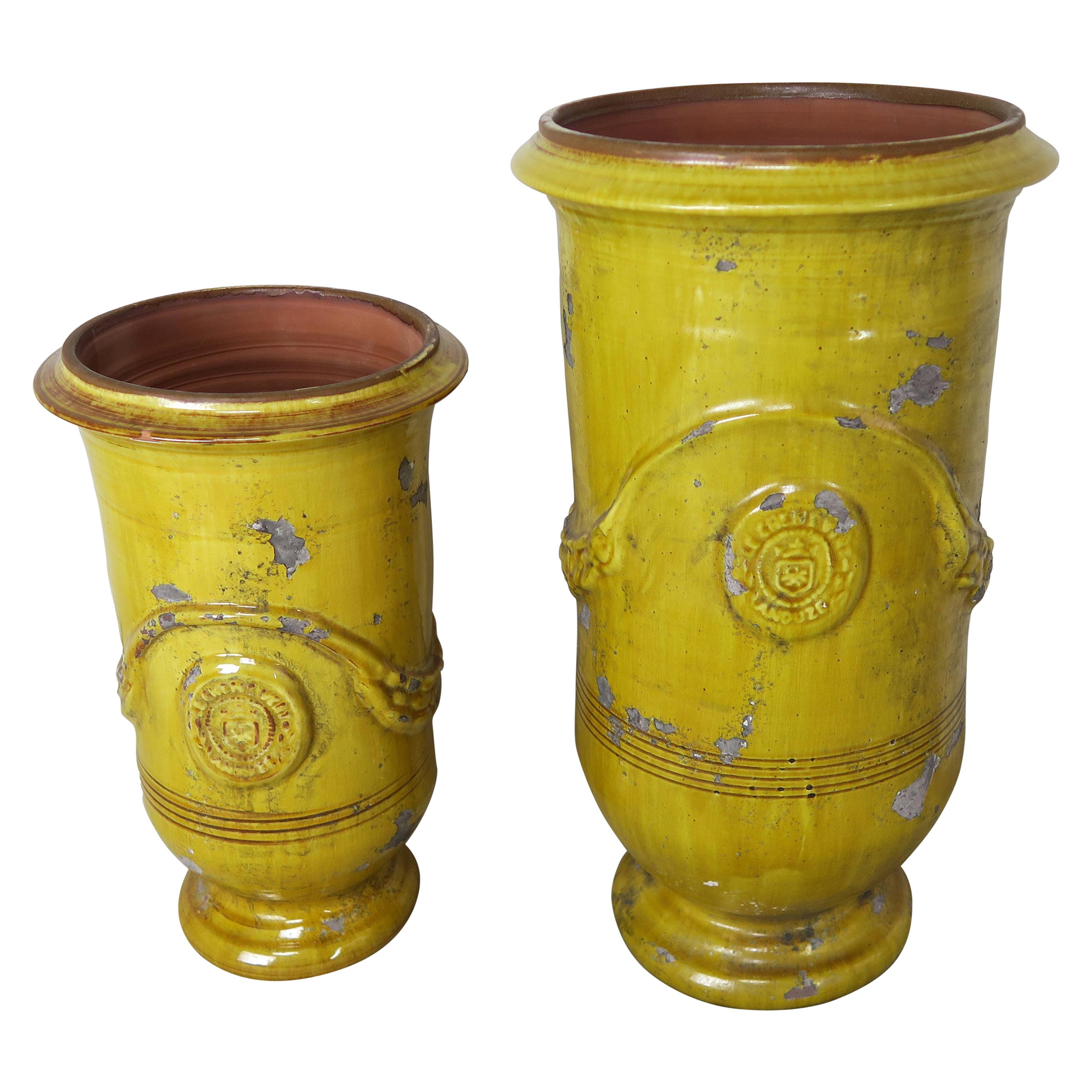 Two French Glazed Ceramic Urns at 1stDibs