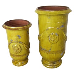 Two French Glazed Ceramic Urns
