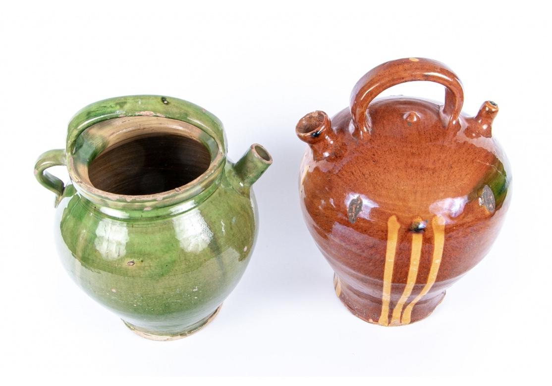Two French Glazed Pots in Confit Pot Form 3
