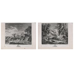 Two French Joseph Vernet Biblical Etchings "Jonas..." & "Hagar.....", circa 1890