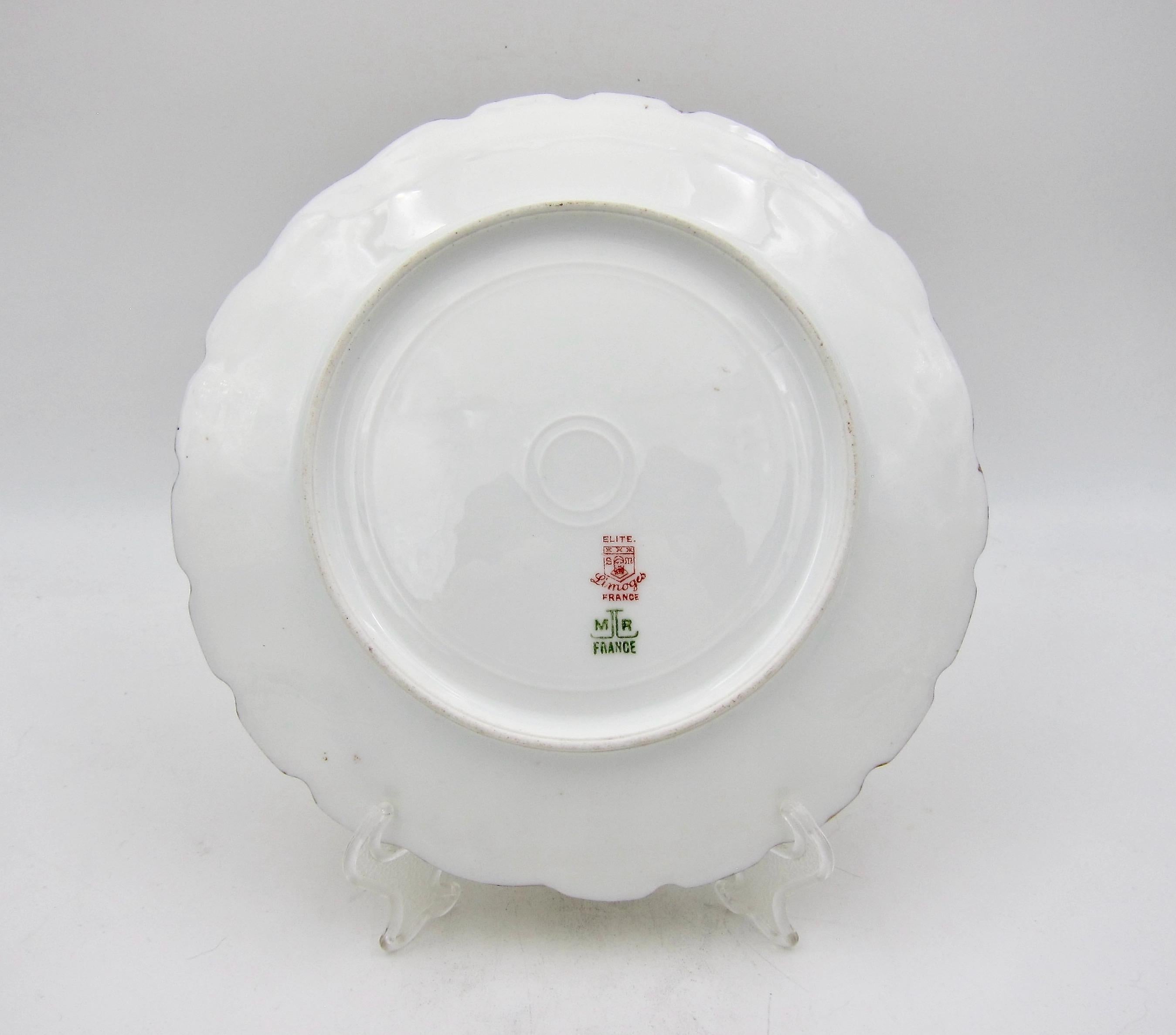 19th Century Two French Limoges Porcelain Plates by Martial Redon