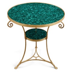 Two French Malachite and Gilt Bronze Circular Side Tables