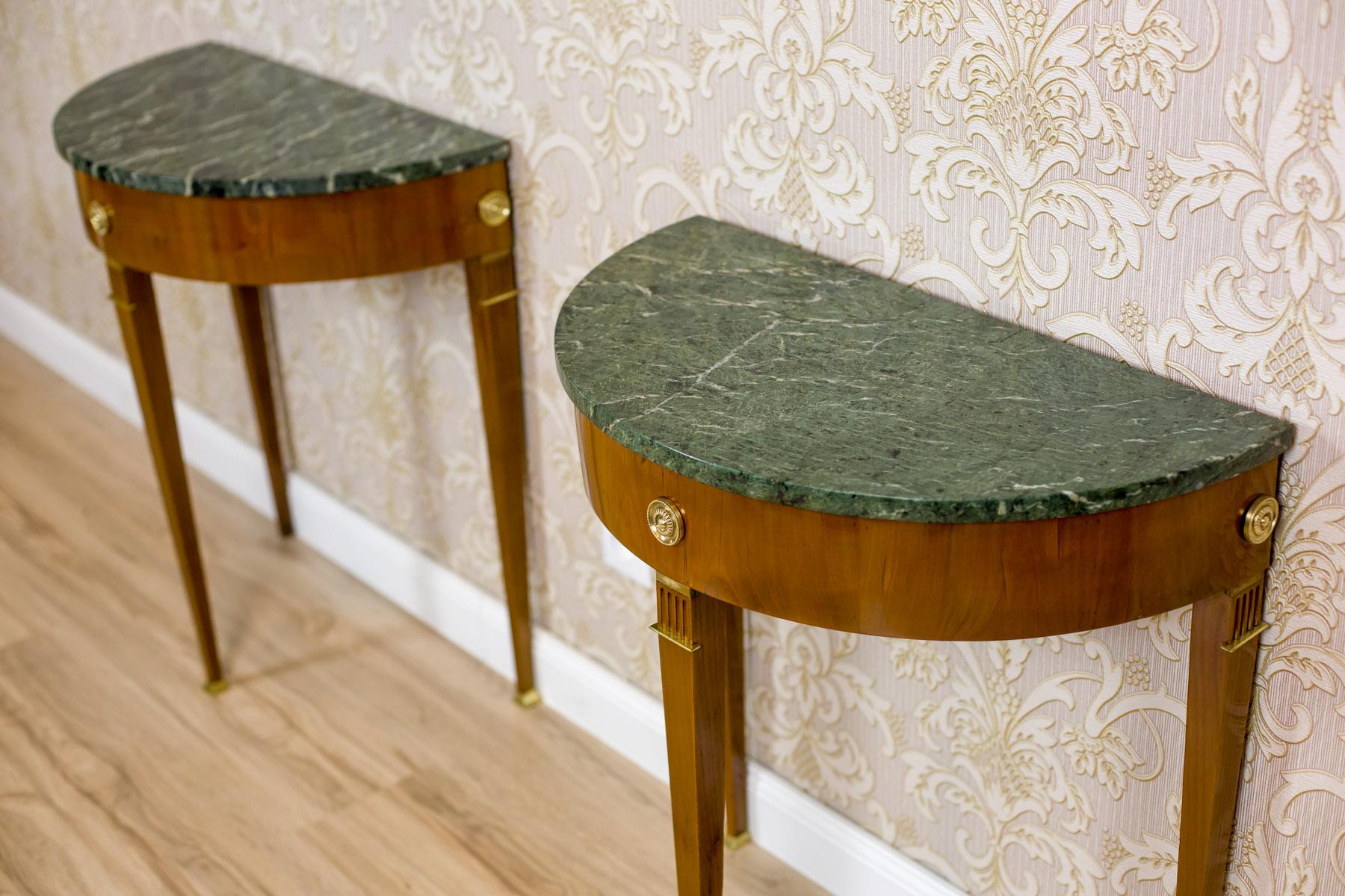 Polished Two French Neoclassicistic Wall Tables/Console Tables, 19th Century