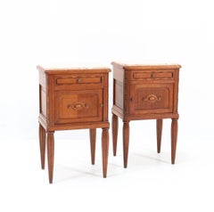 Two French Oak Art Deco Nightstands or Bedside Tables, 1930s