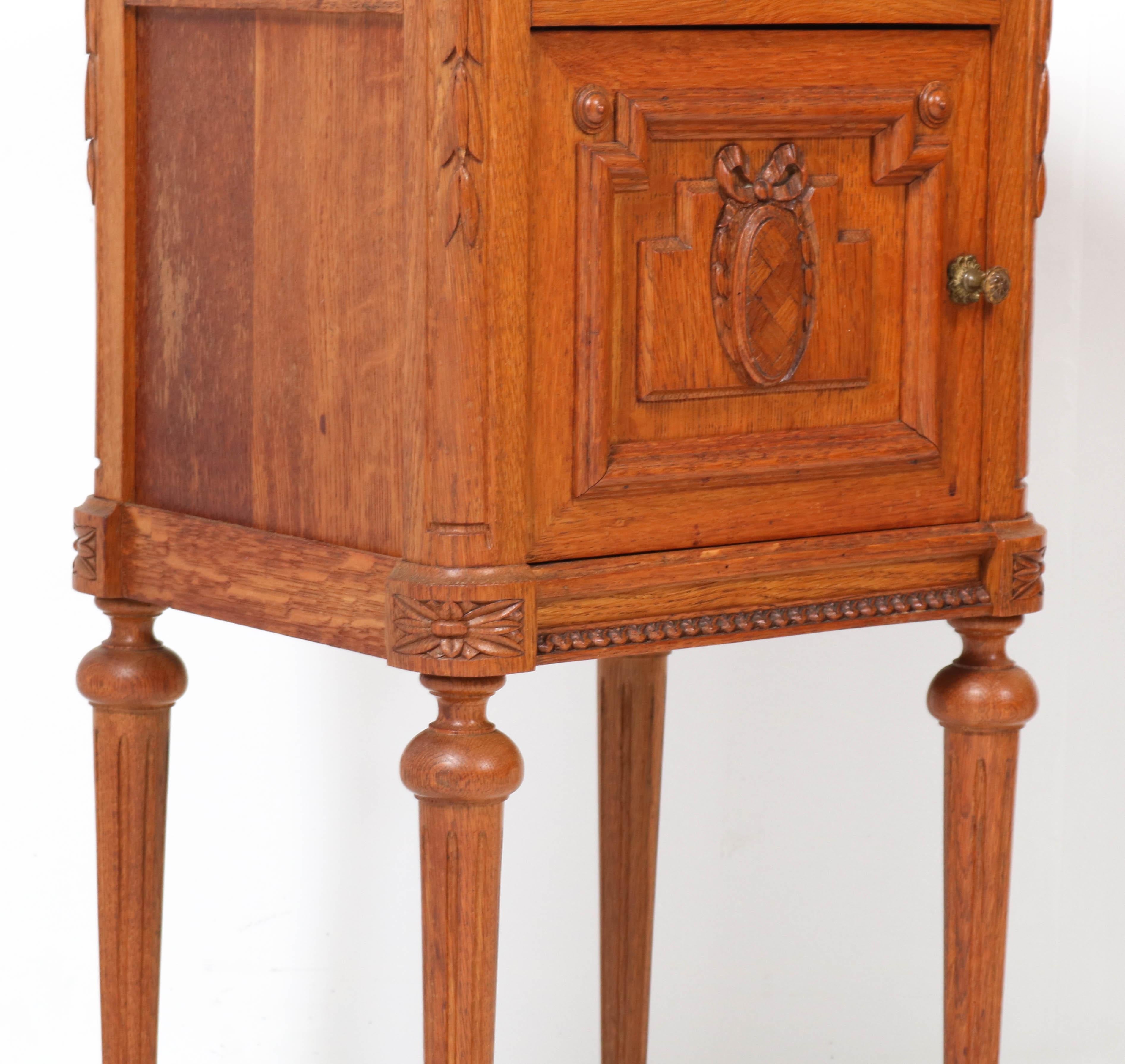 Two French Oak Art Nouveau Nightstands or Bedside Tables, 1900s 4