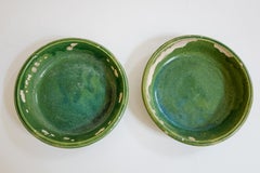 19th Century French Provincial Ceramic Painted Green Round Serving Platters