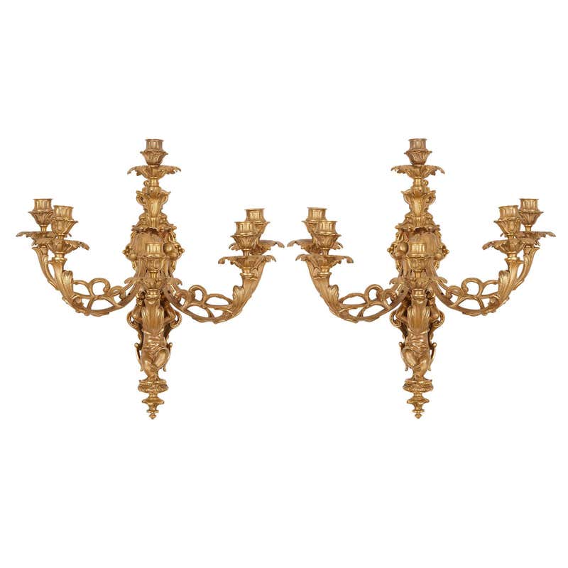 Brass Two Candle Rococo Sconce For Sale at 1stDibs